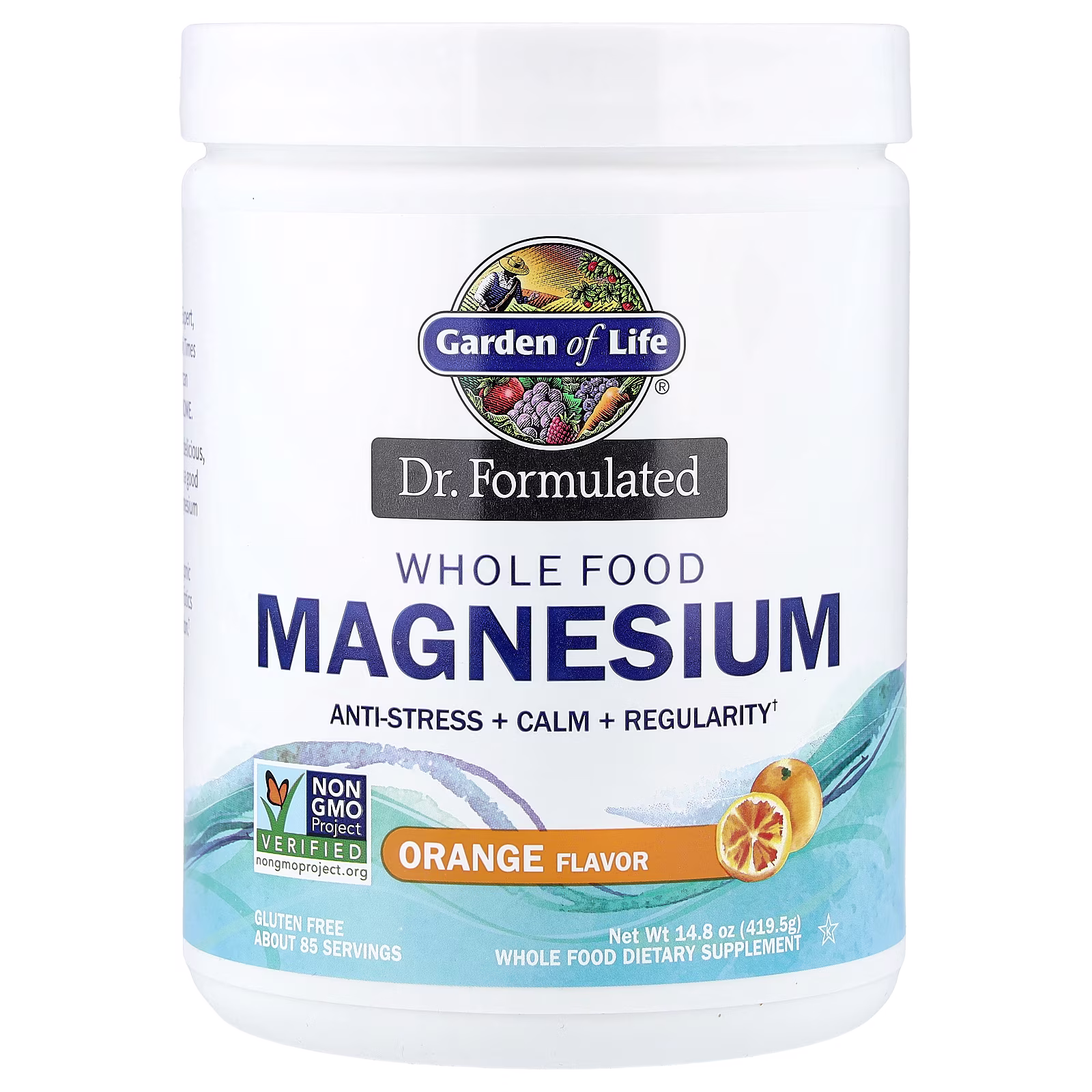Dr. Formulated, Magnesio proveniente de alimentos integrales, Naranja, 419,5 g (14,8 oz), Garden of Life