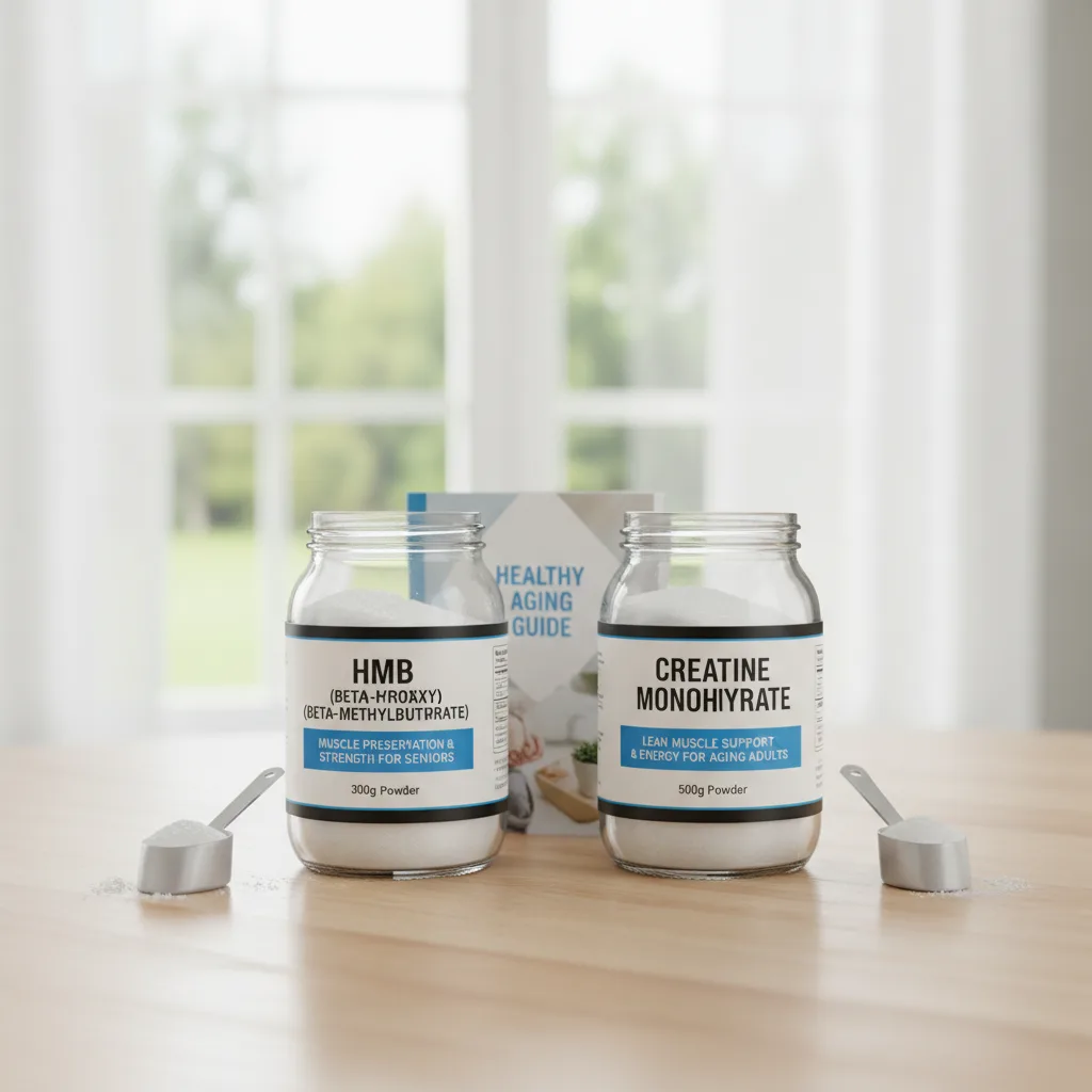 Pareja de adultos mayores caminando en un sendero al aire libre con bastones de senderismo