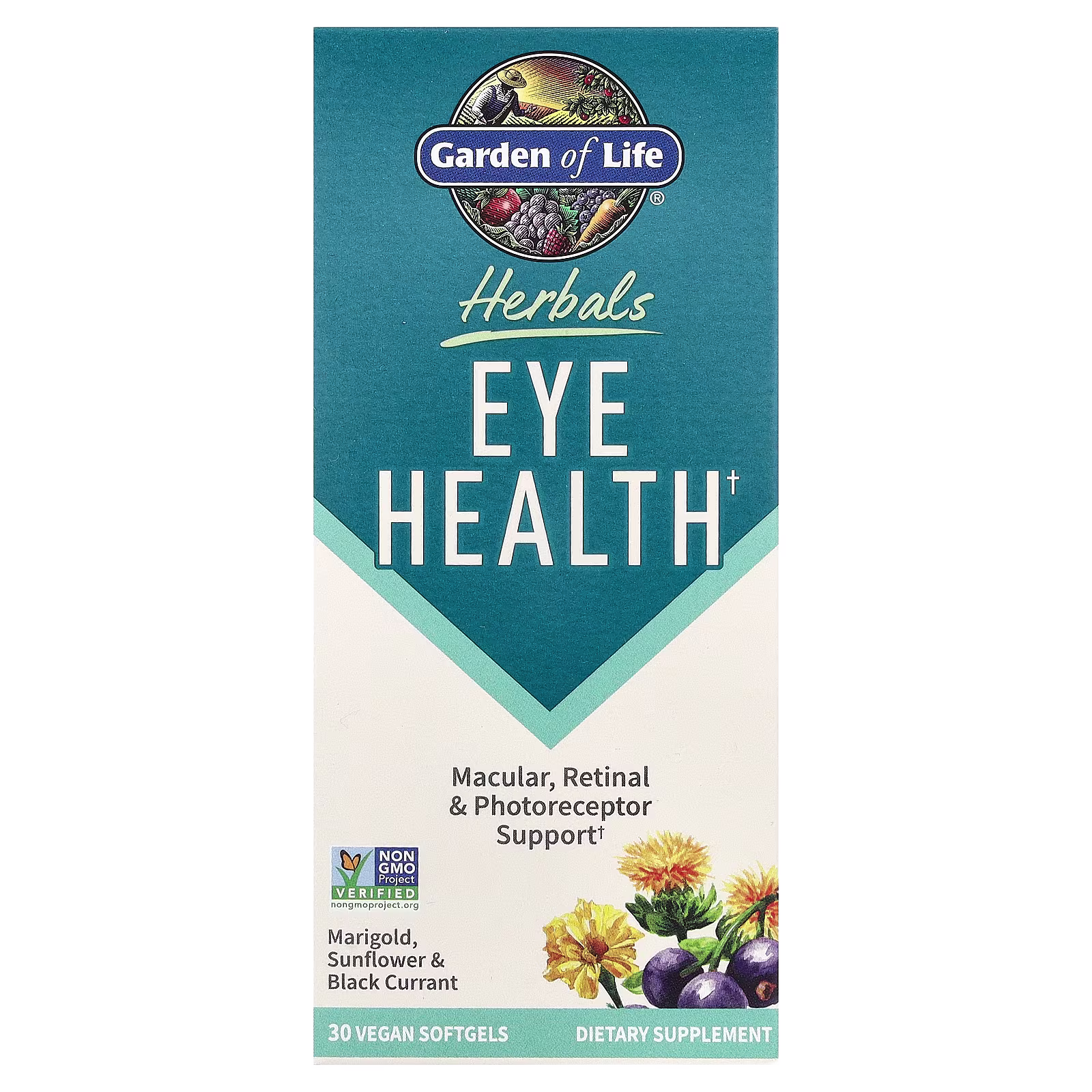 Herbals, Eye Health, Bayas, 30 cápsulas blandas veganas, Garden of Life