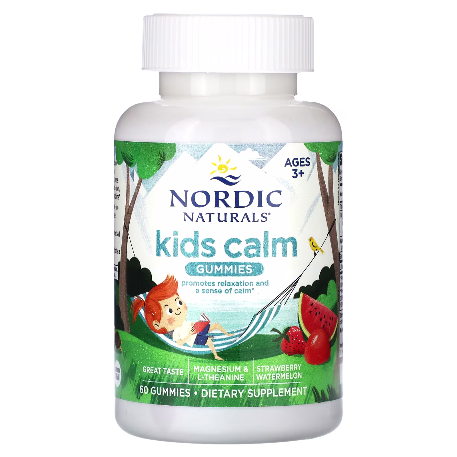 Calma para Niños Gomitas, Edades 3+, Sabor a Fresa-Sandía, 60 Gomitas, Nordic Naturals
