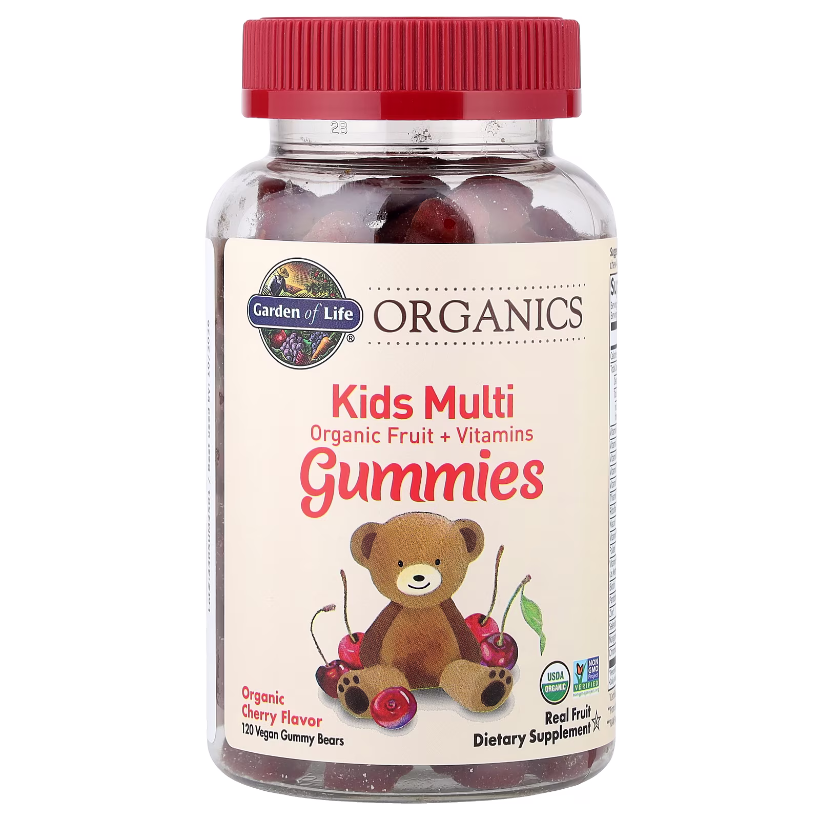 Kids Multi Gummies, Cereza orgánica, 120 gomitas veganas en forma de osos, Garden of Life