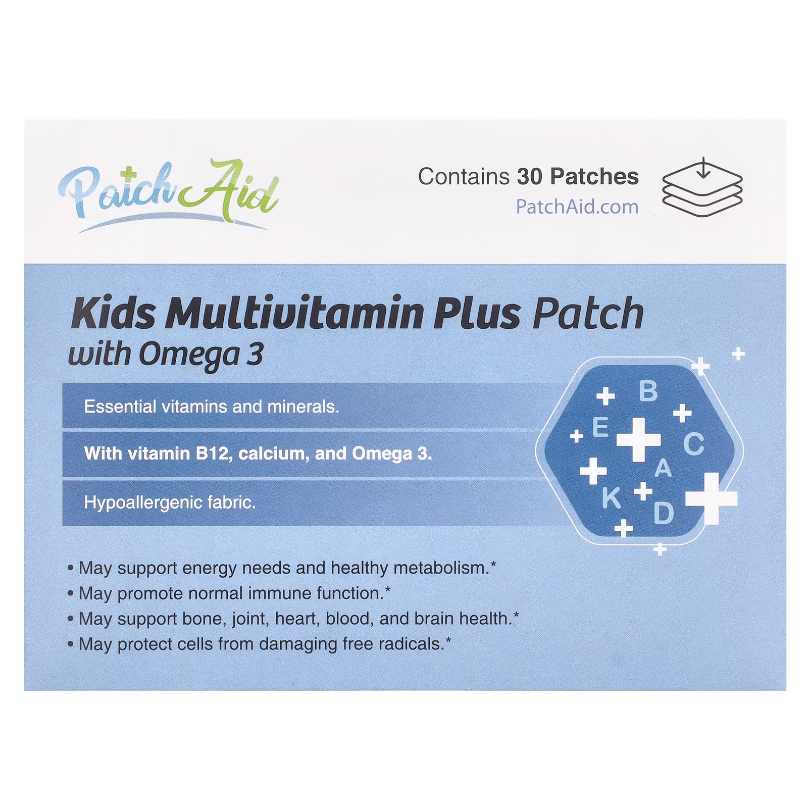 Parche Multivitamínico con Omega 3, para Niños, 30 parches, PatchAid