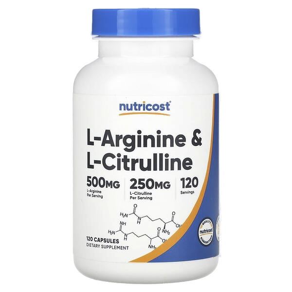 L-Arginina y L-Citrulina, 120 Cápsulas, Nutricost