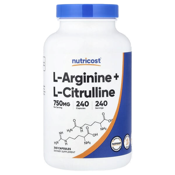 L-Arginina y L-Citrulina, 240 Cápsulas, Nutricost