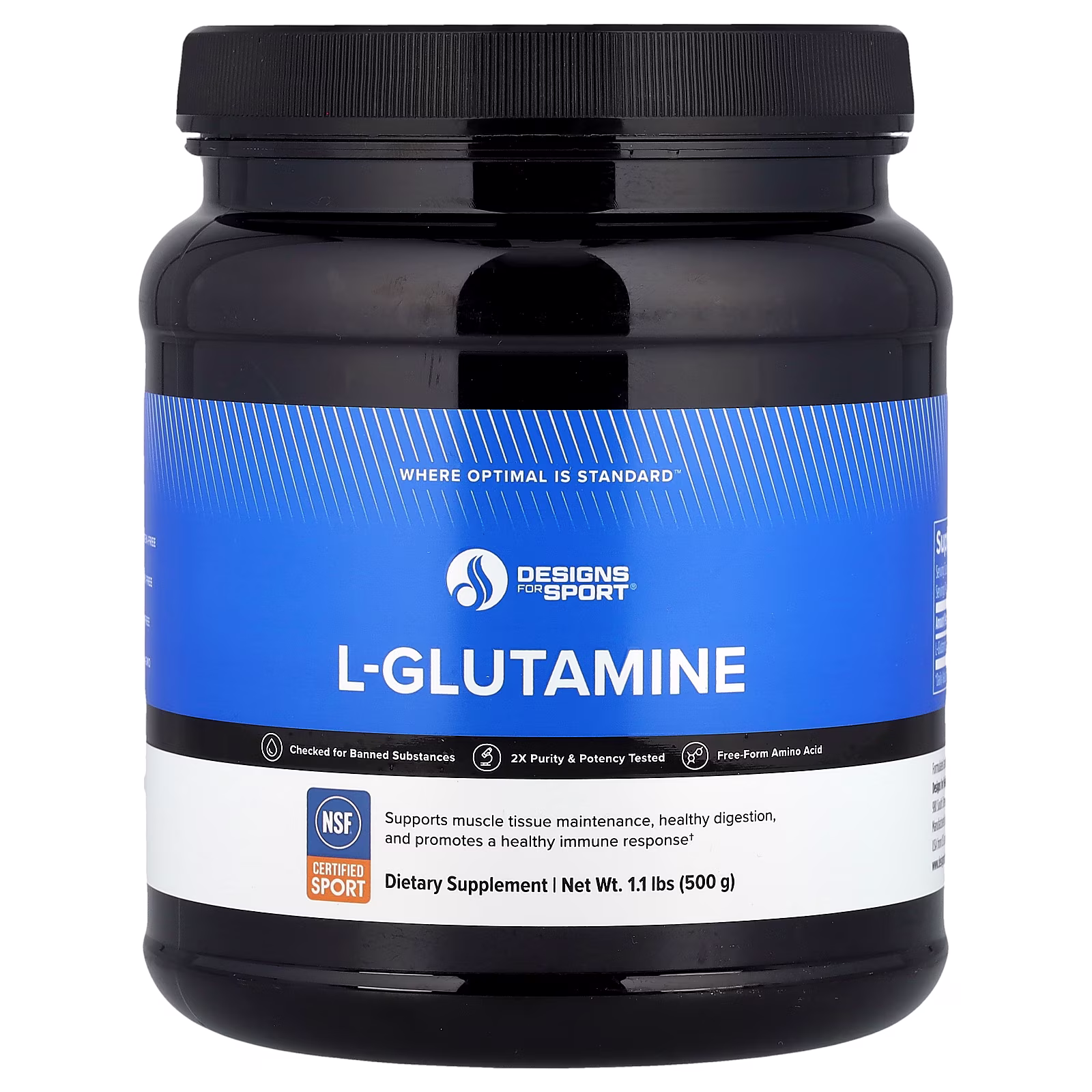 L-glutamina, 500 g (1,1 lb), Designs for Health