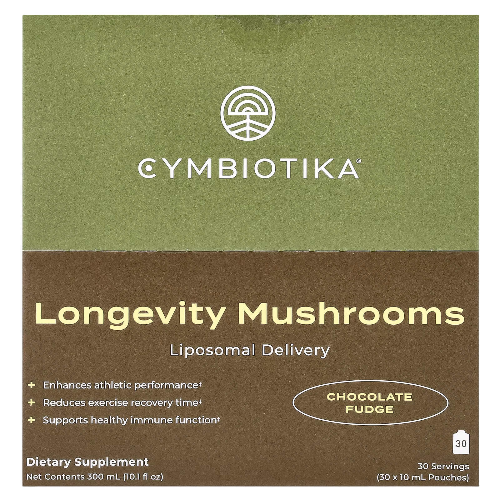 Longevity Mushrooms, Liberación liposomal, Dulce de chocolate, 30 sobres, 10 ml cada uno, Cymbiotika