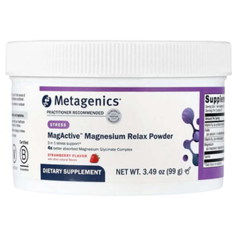 MagActive™ Magnesium Relax en Polvo, Sabor a Fresa, 3.49 oz (99 g), Metagenics