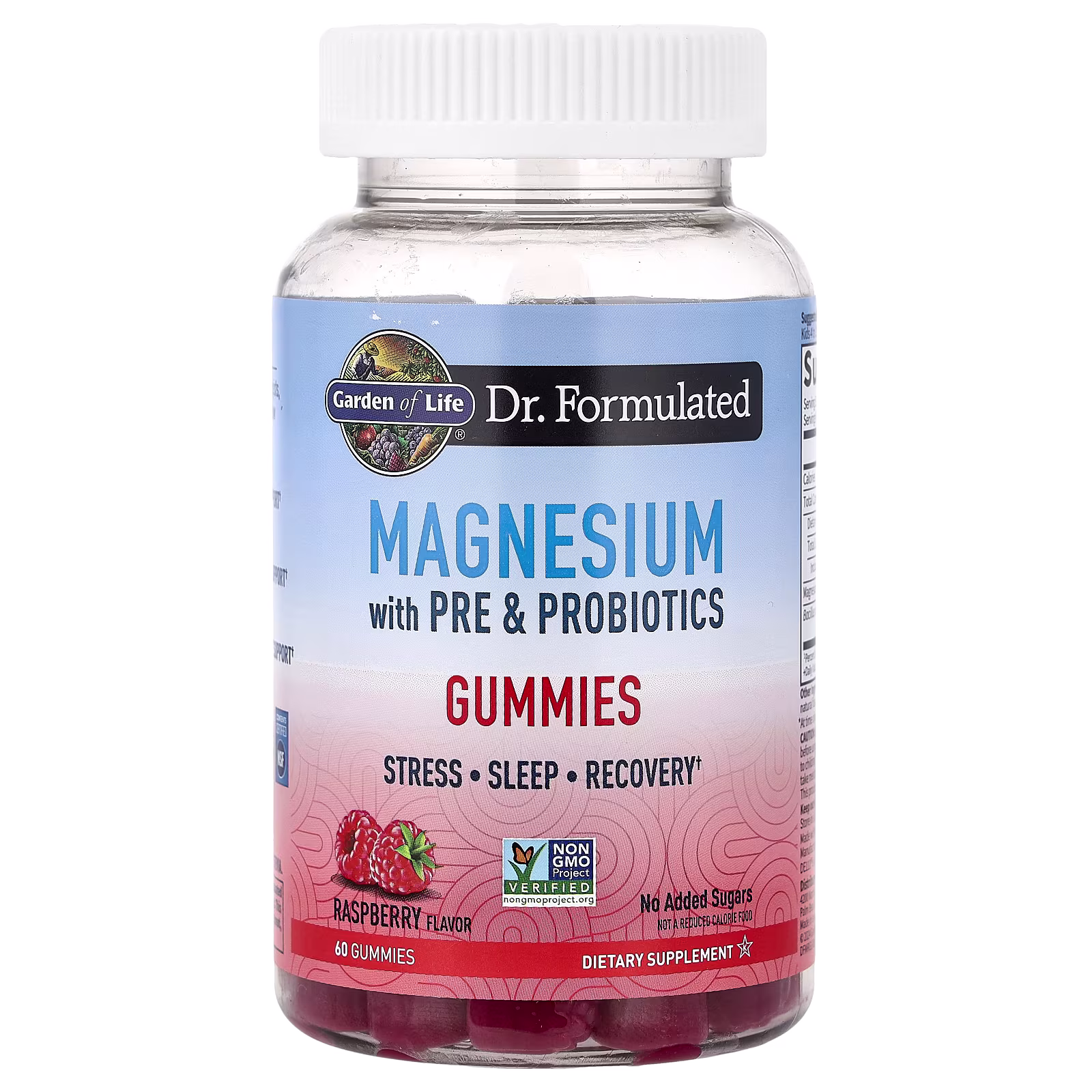 Magnesium with Pre & Probiotics Gummies, Frambuesa, 60 gomitas, Garden of Life