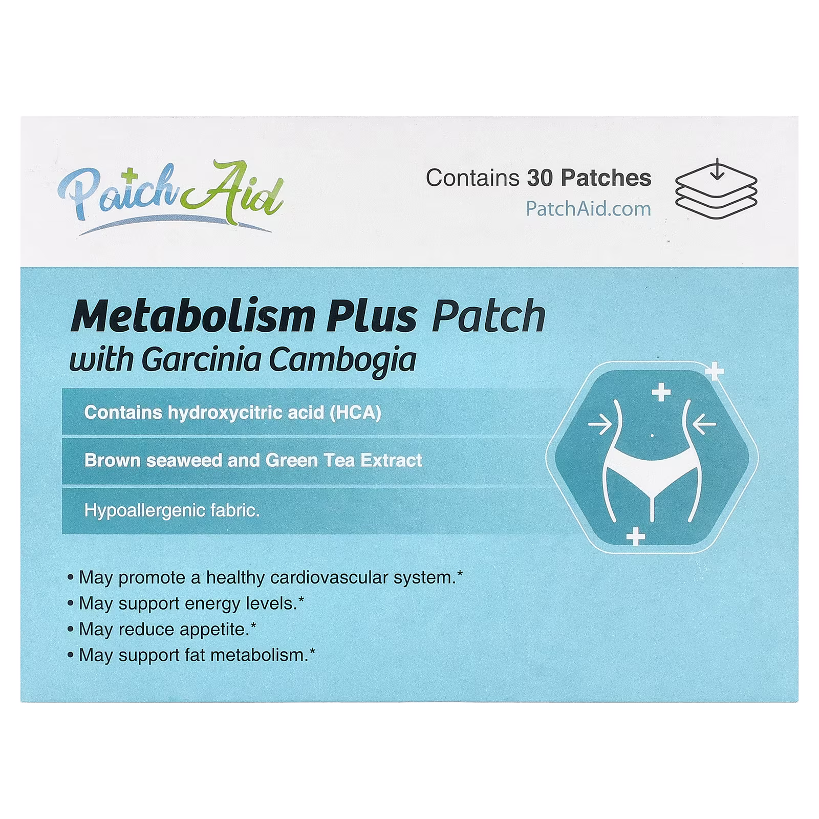 Parche de Metabolismo Plus con Garcinia Cambogia, 30 parches, PatchAid