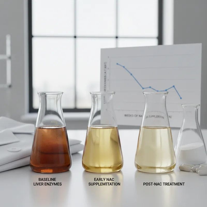Imagen comparativa mostrando un frasco de NAC junto a pastillas de ibuprofeno con una flecha indicando protección hepática selectiva