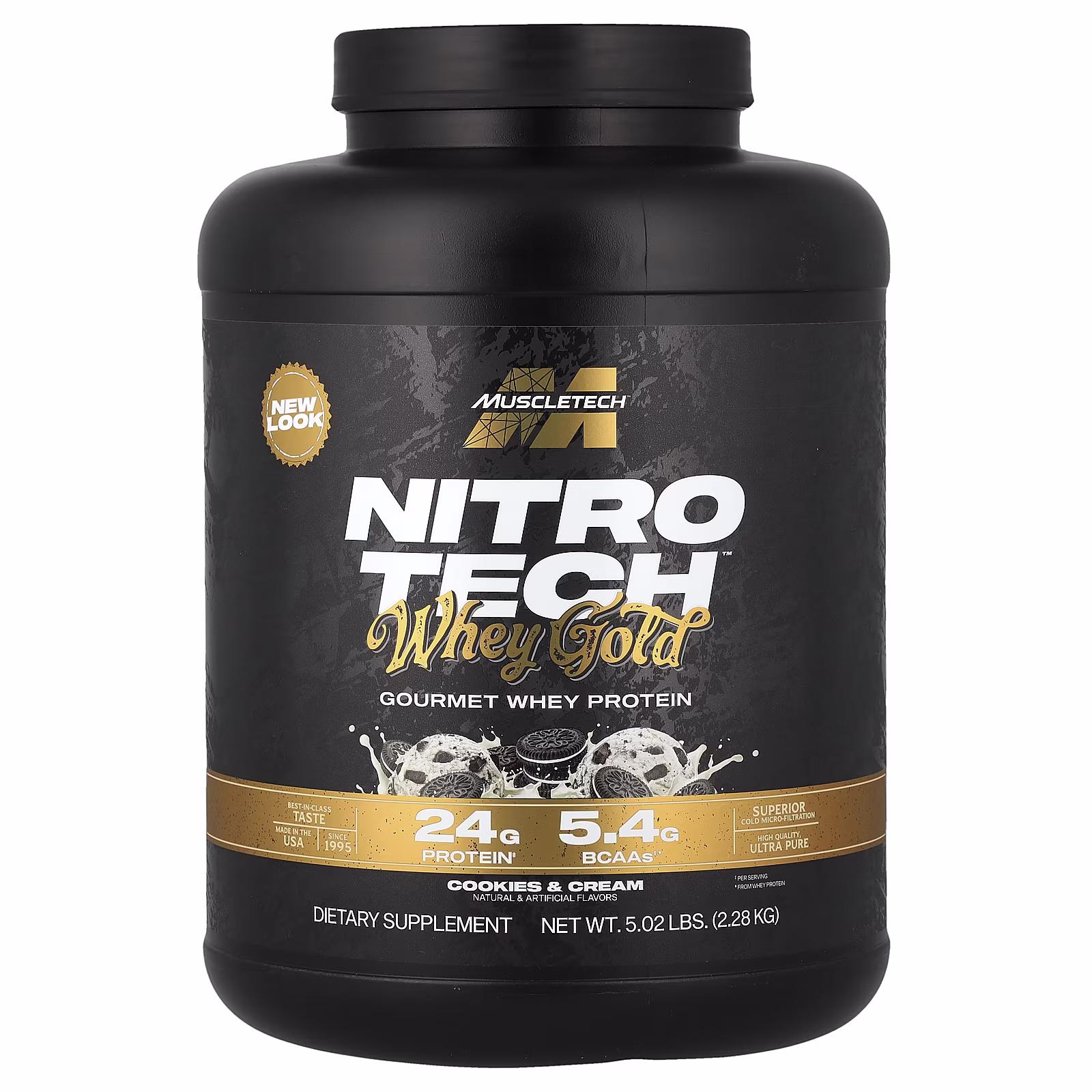 Nitro-Tech™ Whey Gold, 100 % suero de leche dorado, Galletas y crema, 2,27 kg (5 lb), MuscleTech
