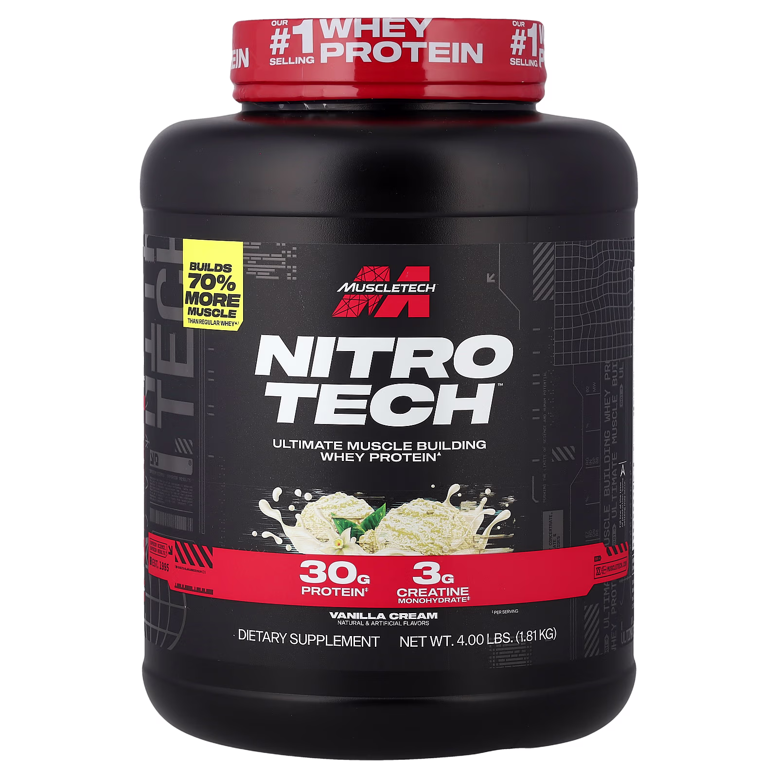 Nitro-Tech™ Whey Protein, Crema de vainilla, 1,81 kg (4 lb), MuscleTech