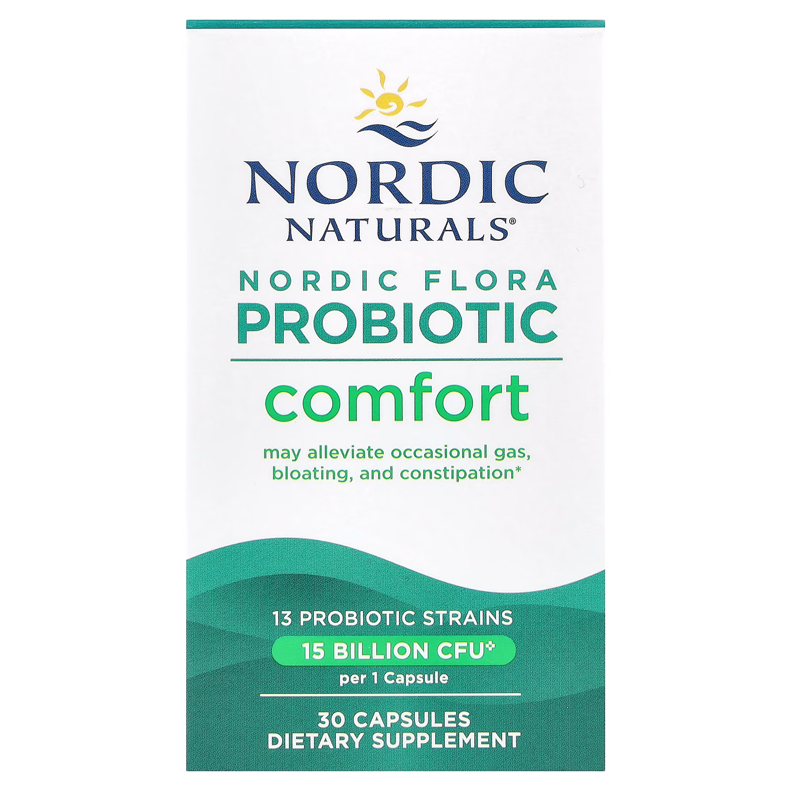 Nordic Flora Probiotic, Confort, 15 Billion CFU, 30 Cápsulas, Nordic Naturals