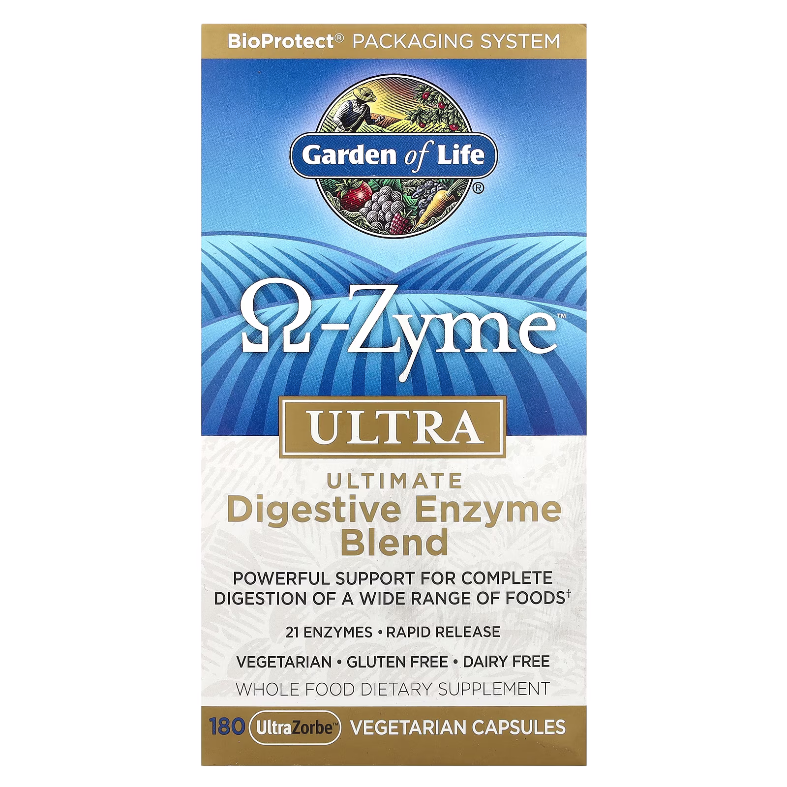 O-Zyme™ Ultra, ultra, mezcla de enzimas digestivas definitiva, 180 UltraZorbe cápsulas vegetarianas, Garden of Life