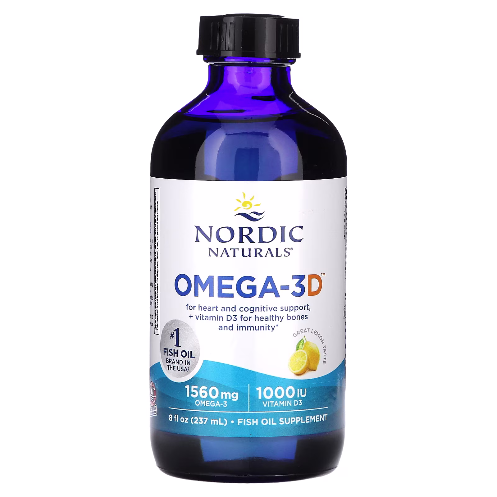 Omega-3D, Sabor a Limón, 8 fl oz (237 ml), Nordic Naturals
