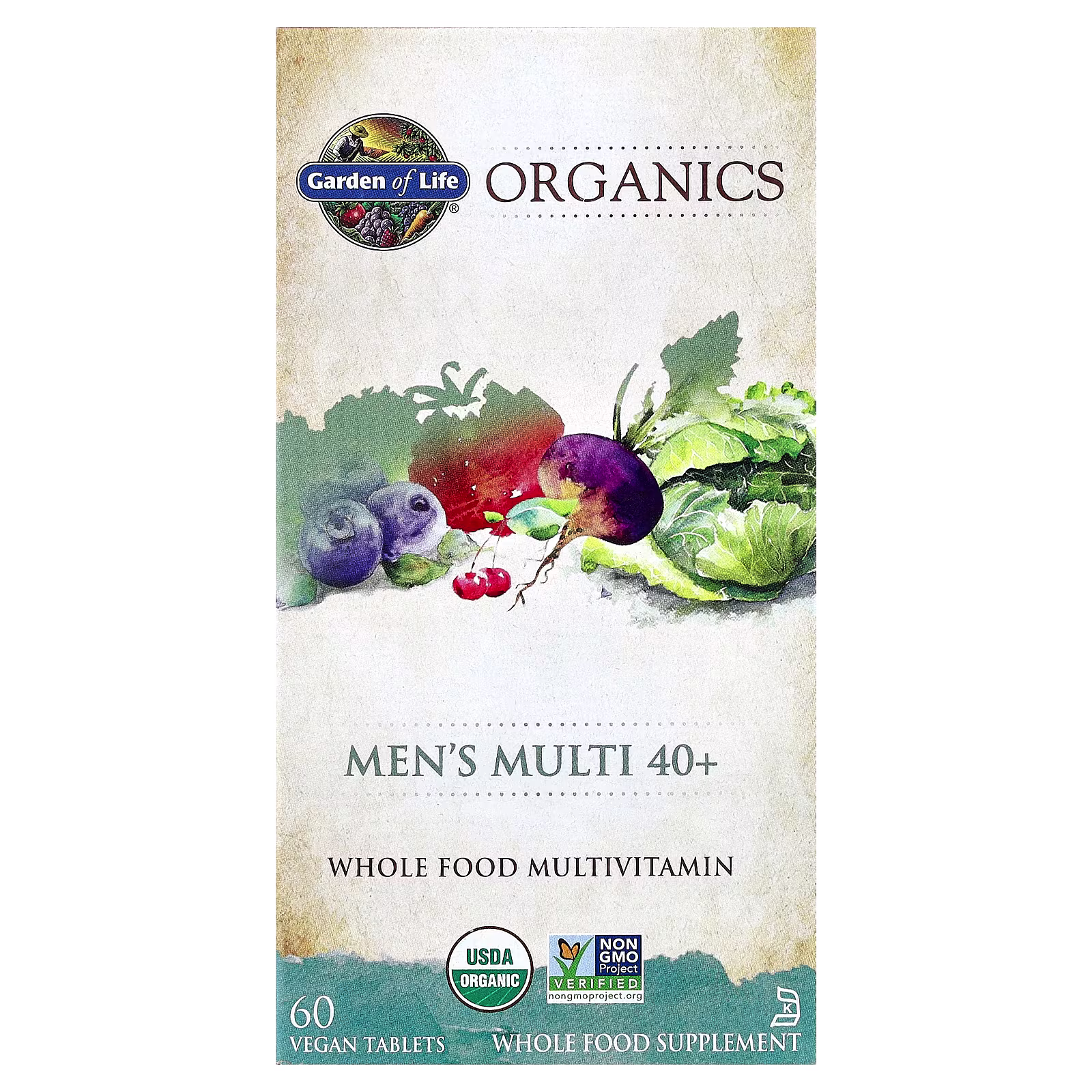 Organics, Men's Multi 40+, 60 Vegan tabletas, Garden of Life