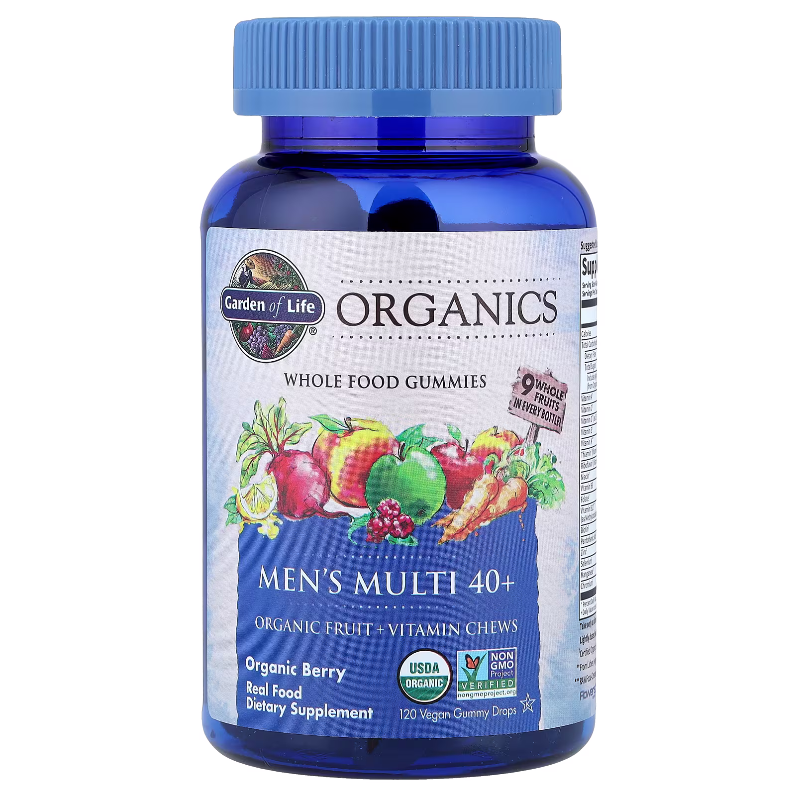 Organics, Gomitas multivitamínicas para hombres de más de 40 años, Bayas orgánicas, 120 gomitas veganas, Garden of Life