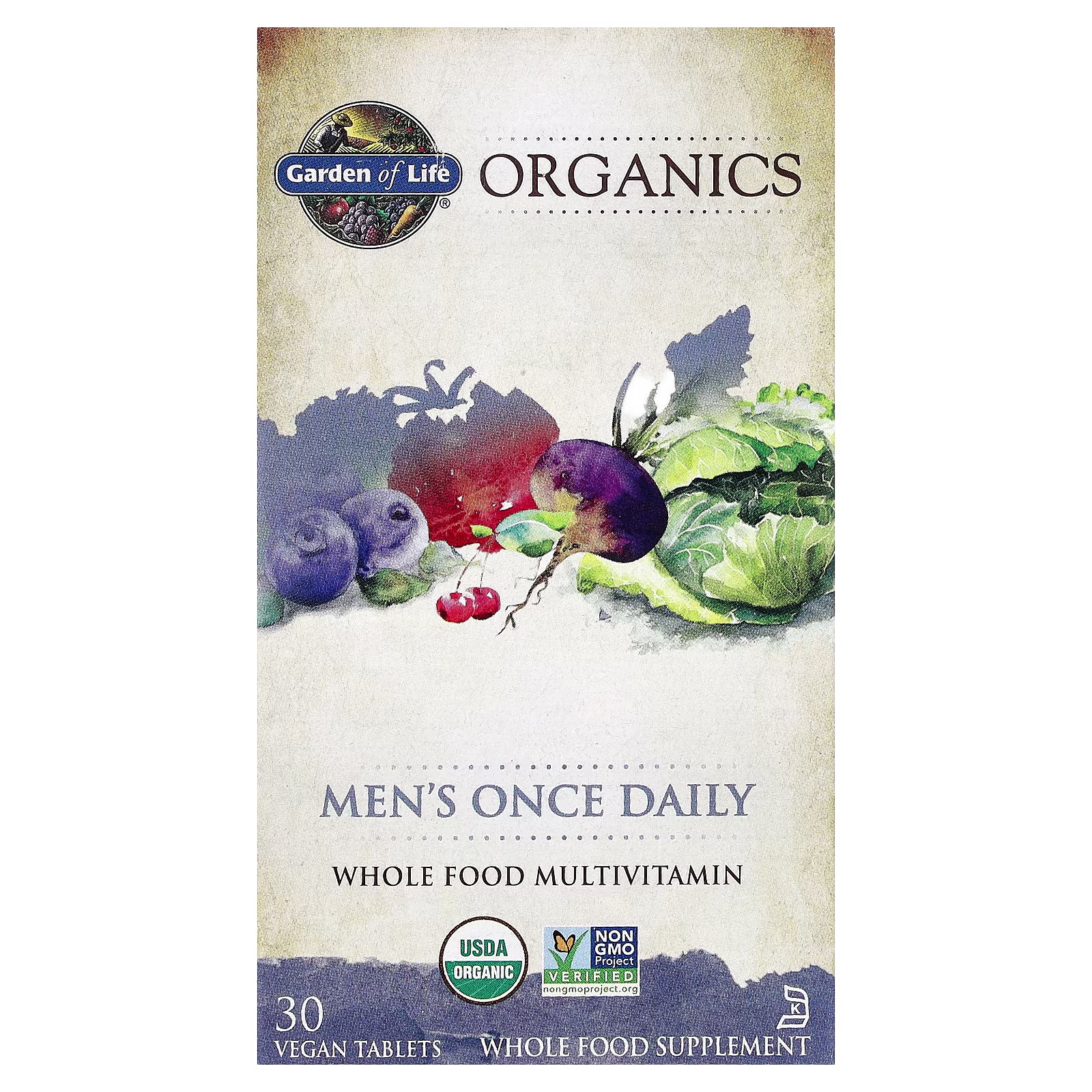 Organics, Suplemento de una ingesta diaria para hombres, 30 tabletas veganos, Garden of Life