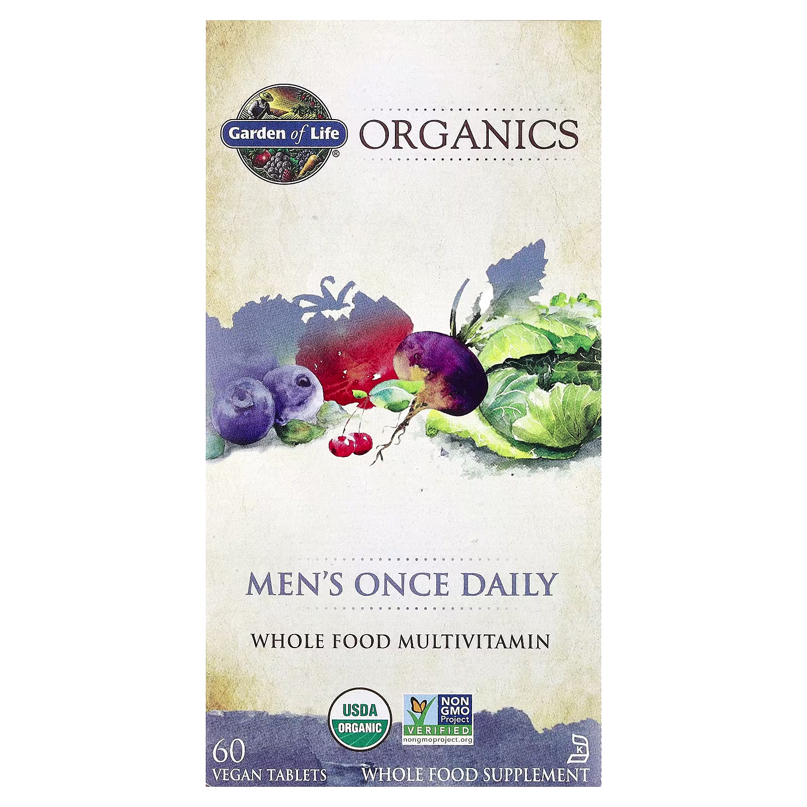 Organics, Suplemento de una ingesta diaria para hombres, 60 tabletas veganos, Garden of Life