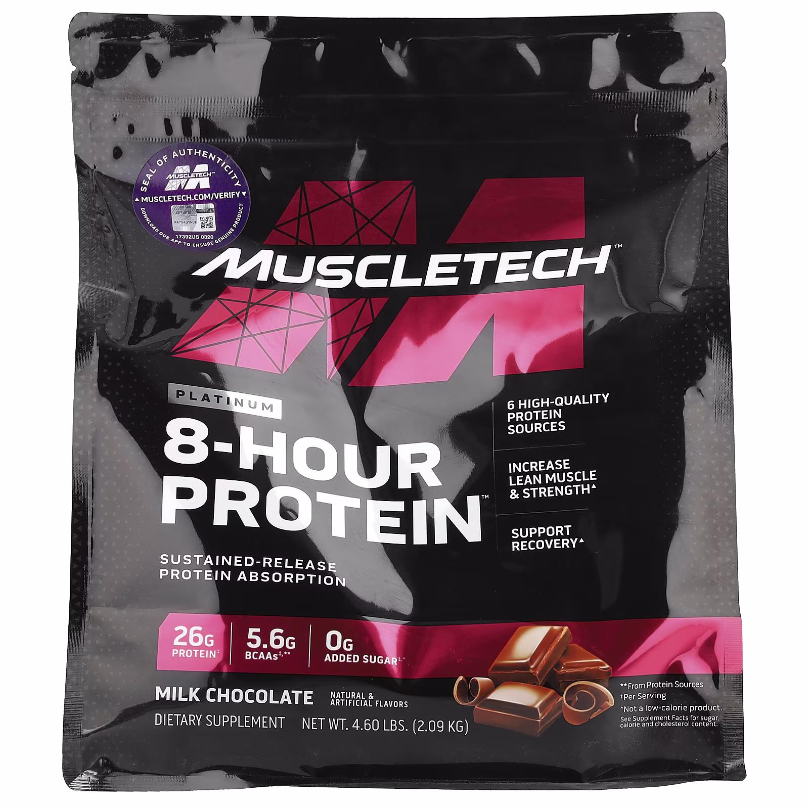 Platinum 8-Hour Protein™, Phase8, Proteína multifase de 8 horas, Chocolate con leche, 2,09 kg (4,60 lb), MuscleTech
