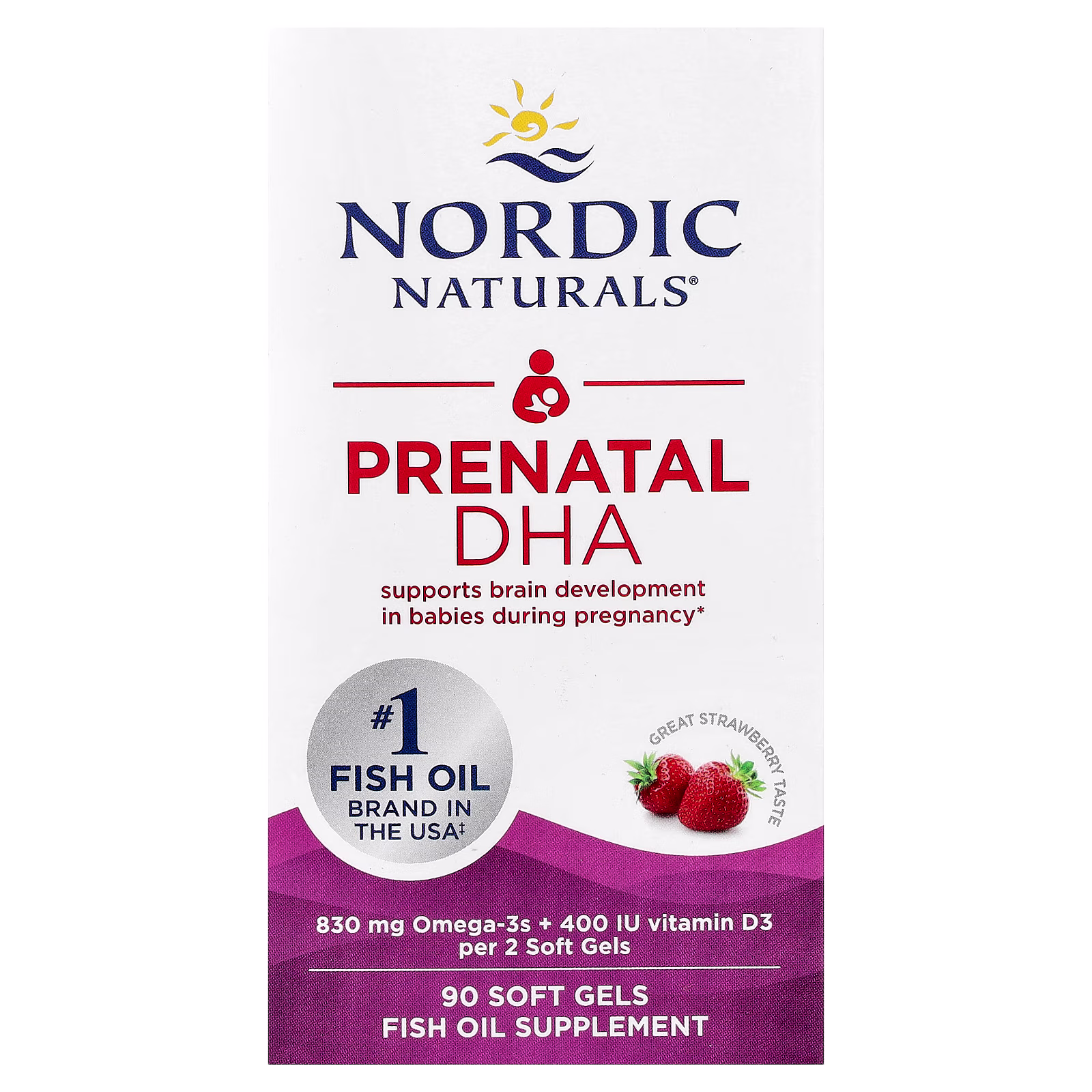 Prenatal DHA, Sabor a Fresa, 90 Cápsulas Blandas, Nordic Naturals