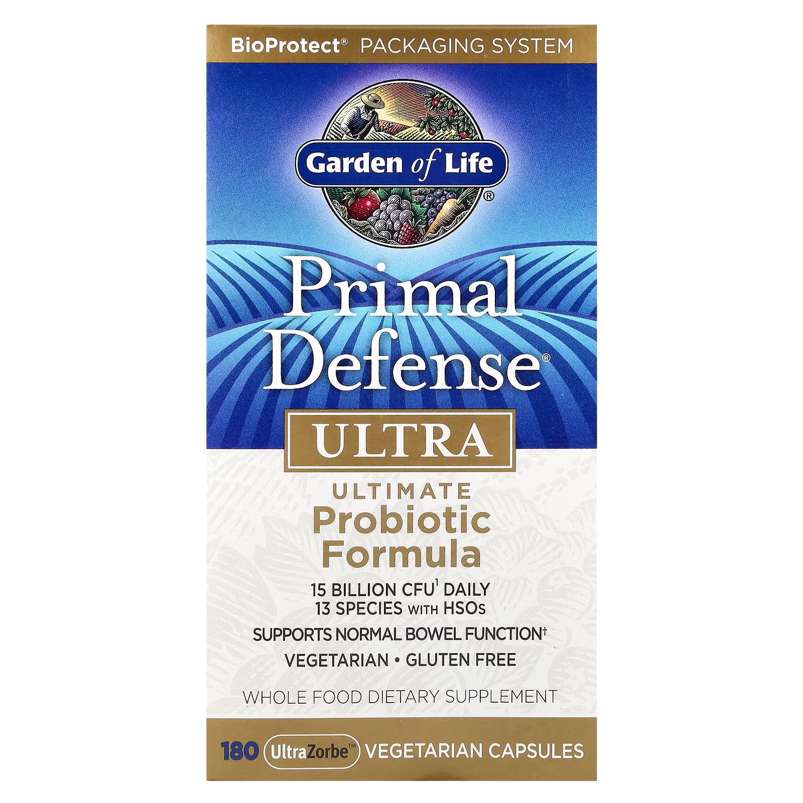 Primal Defense®, Ultra, Fórmula probiótica máxima, 180 cápsulas vegetales UltraZorbe, Garden of Life