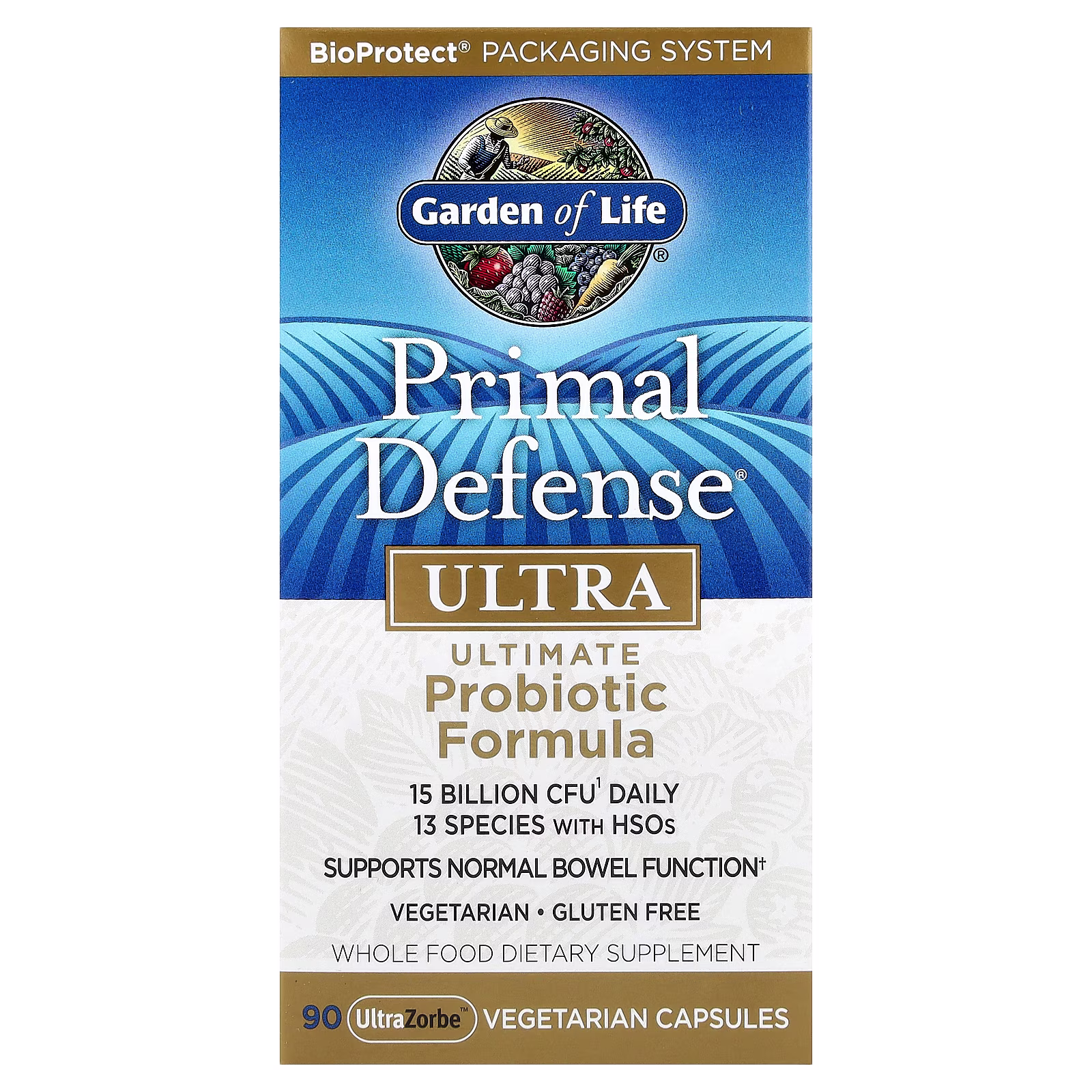 Primal Defense®, Fórmula probiótica definitiva, 90 cápsulas vegetales UltraZorbe™, Garden of Life
