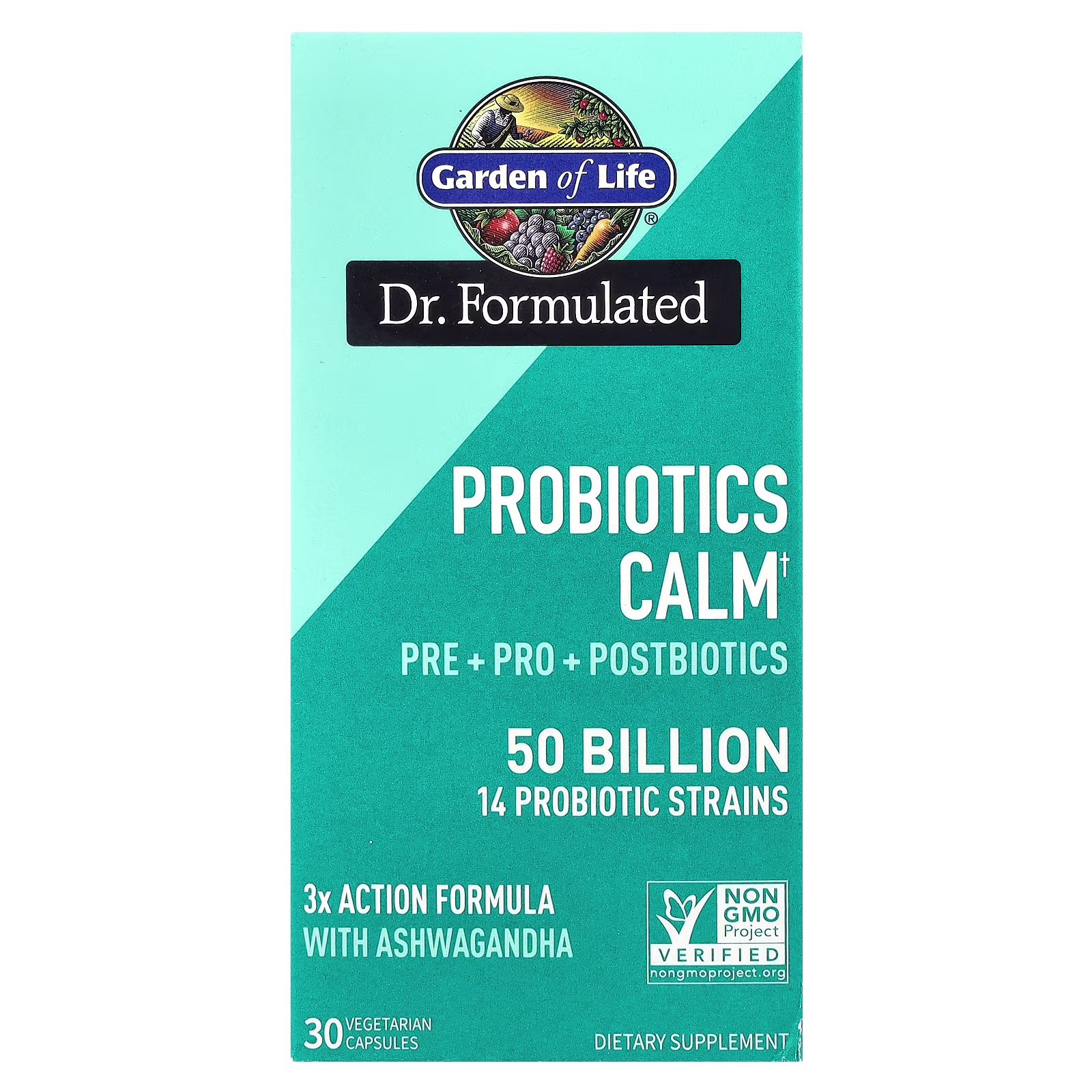 Probiotics Calm, Suplemento probiótico de amplio completo, 50.000 millones, 30 cápsulas vegetales, Garden of Life