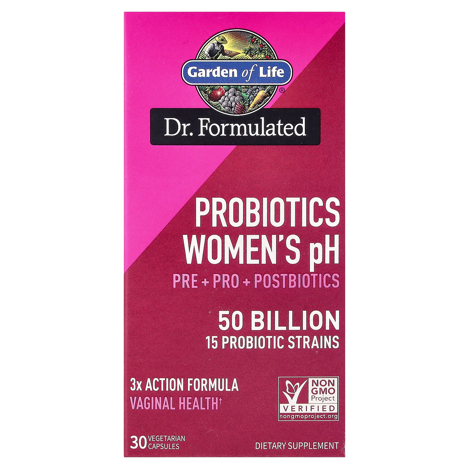 Probiotics Women's pH, Para mujeres, 50.000 millones, 30 cápsulas vegetales, Garden of Life