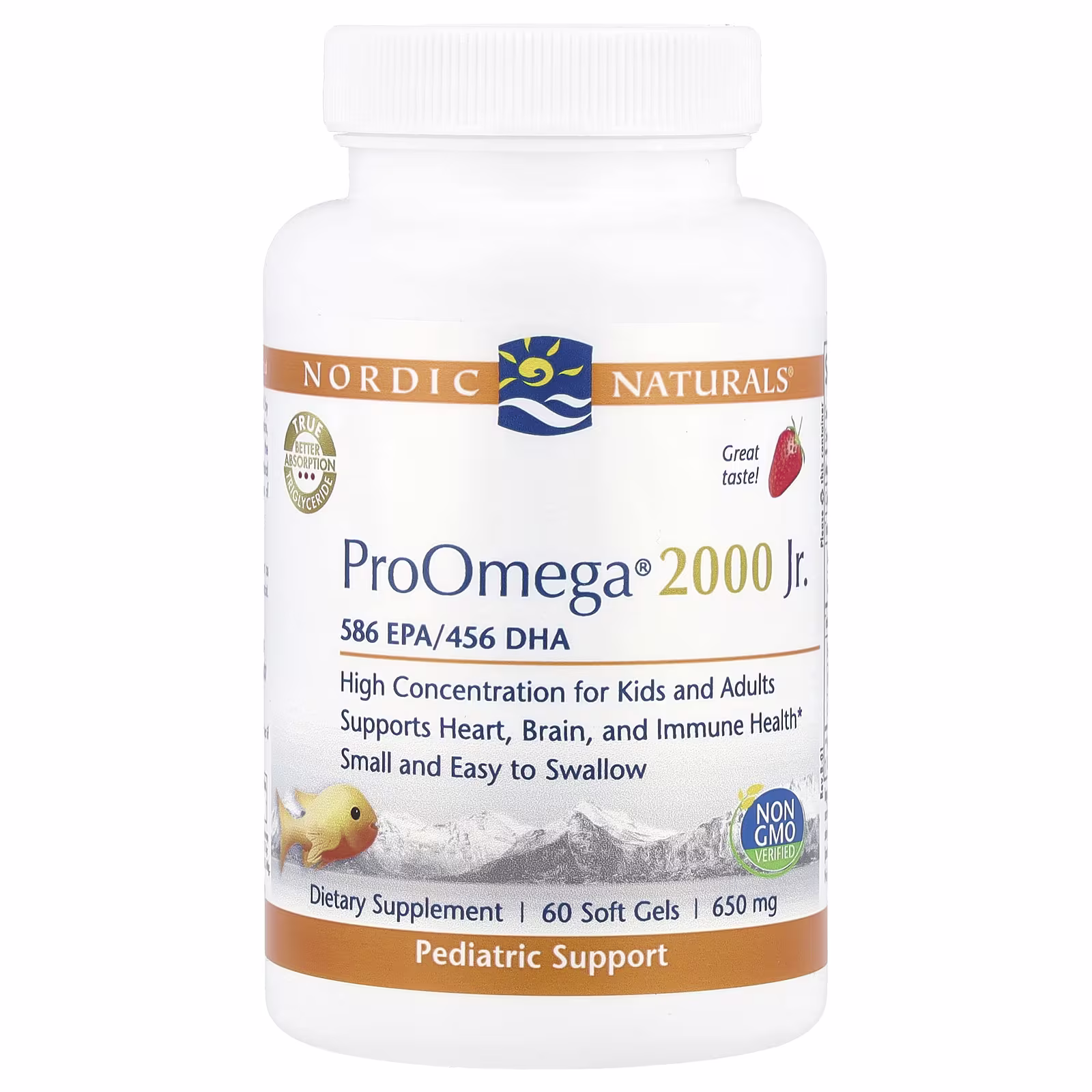 ProOmega® 2000 Jr., Sabor a Fresa, 650 mg, 60 Cápsulas Blandas, Nordic Naturals
