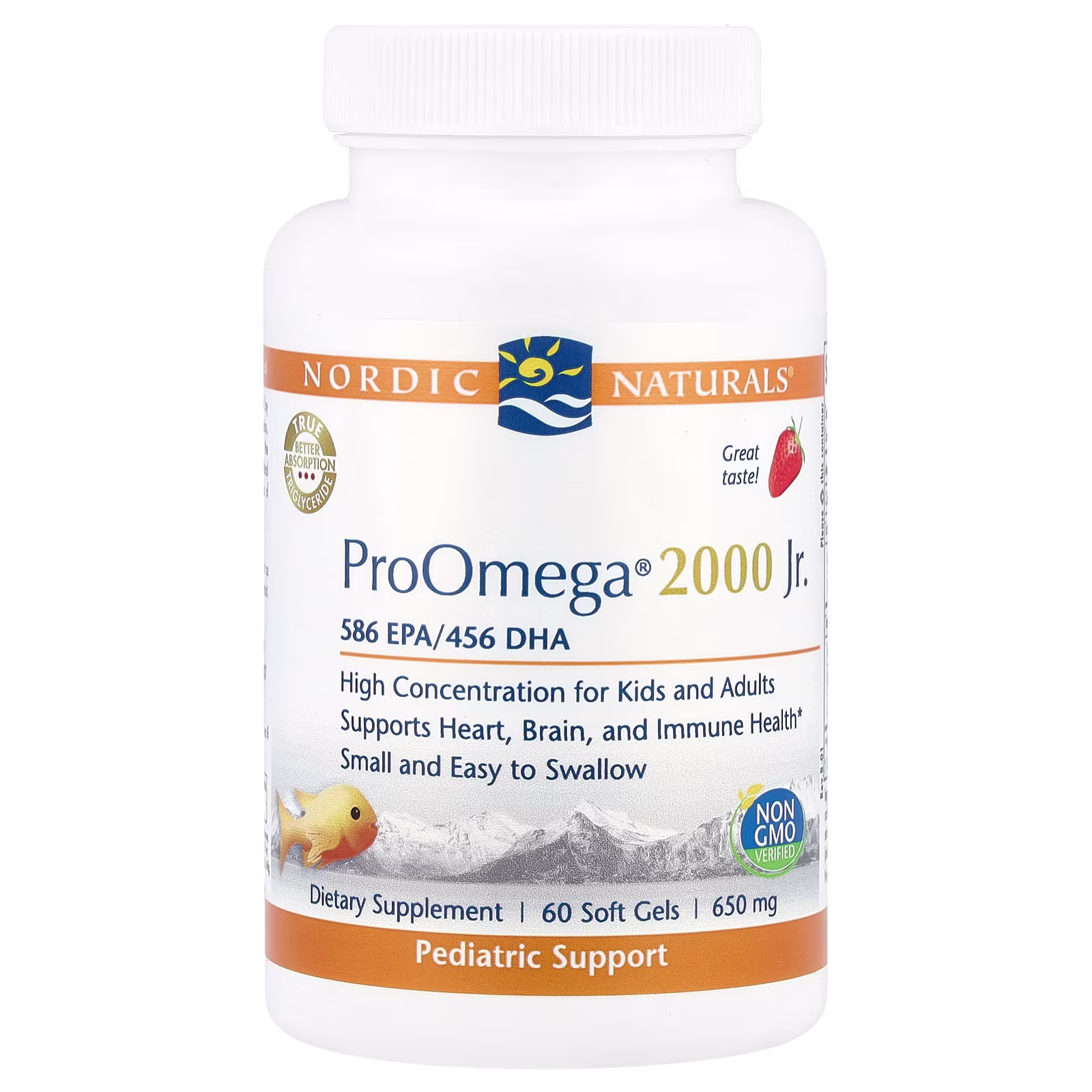 ProOmega® 2000 Jr., Sabor a Fresa, 650 mg, 60 Cápsulas Blandas, Nordic Naturals