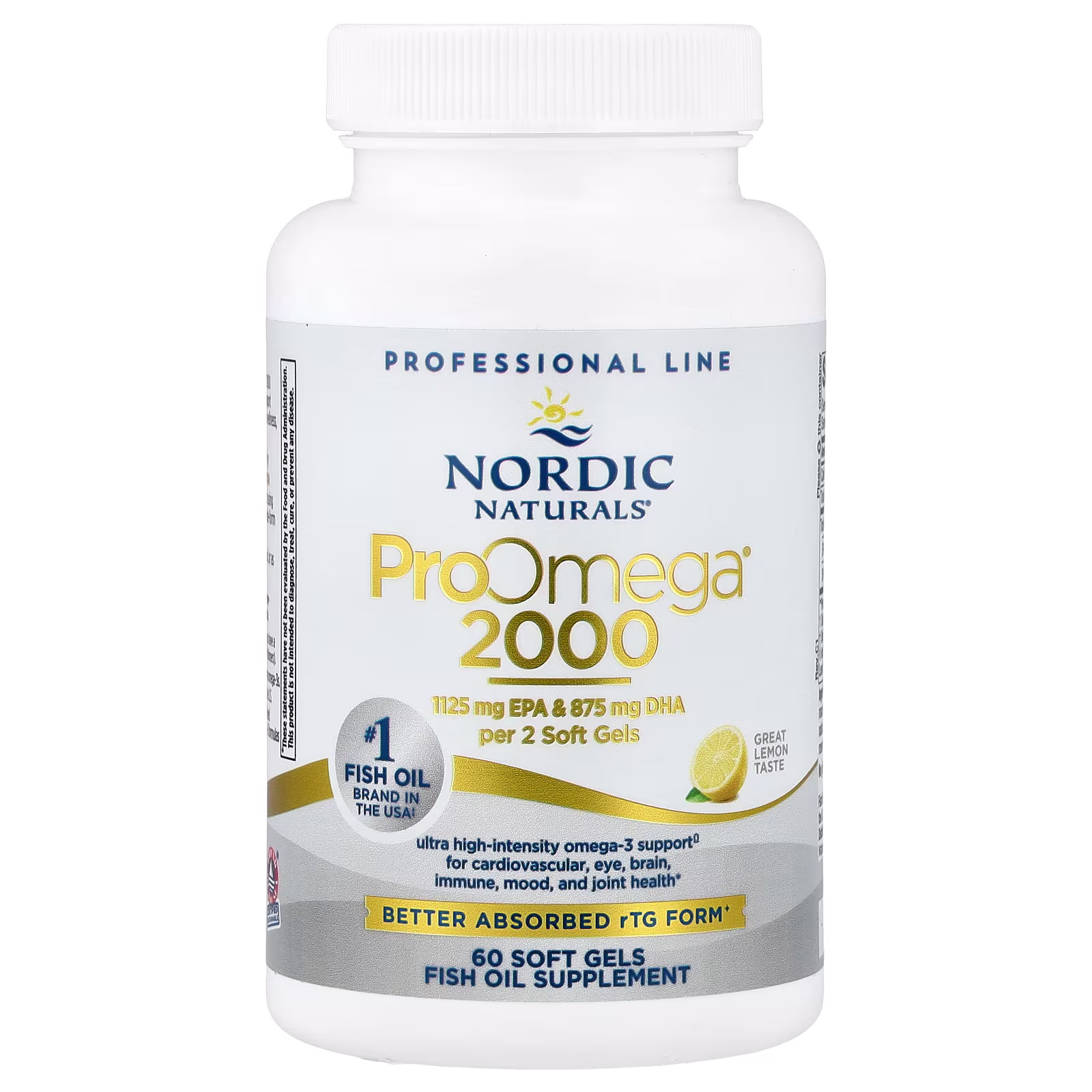 ProOmega® 2000, Sabor a Limón, 60 Cápsulas Blandas (1,075 mg por Cápsulas Blandas), Nordic Naturals