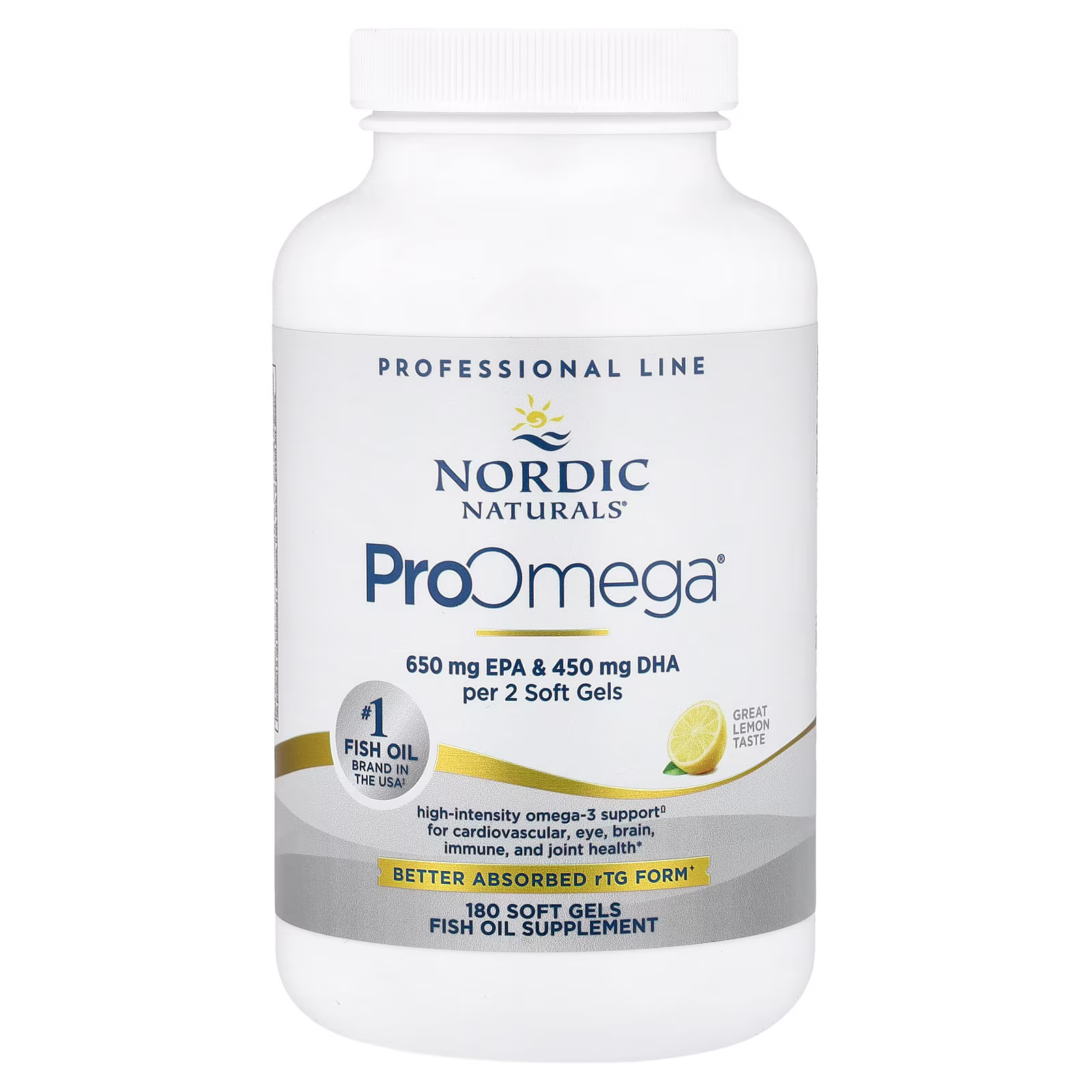 ProOmega®, Sabor a Limón, 180 Cápsulas Blandas (640 mg por Cápsulas Blandas), Nordic Naturals