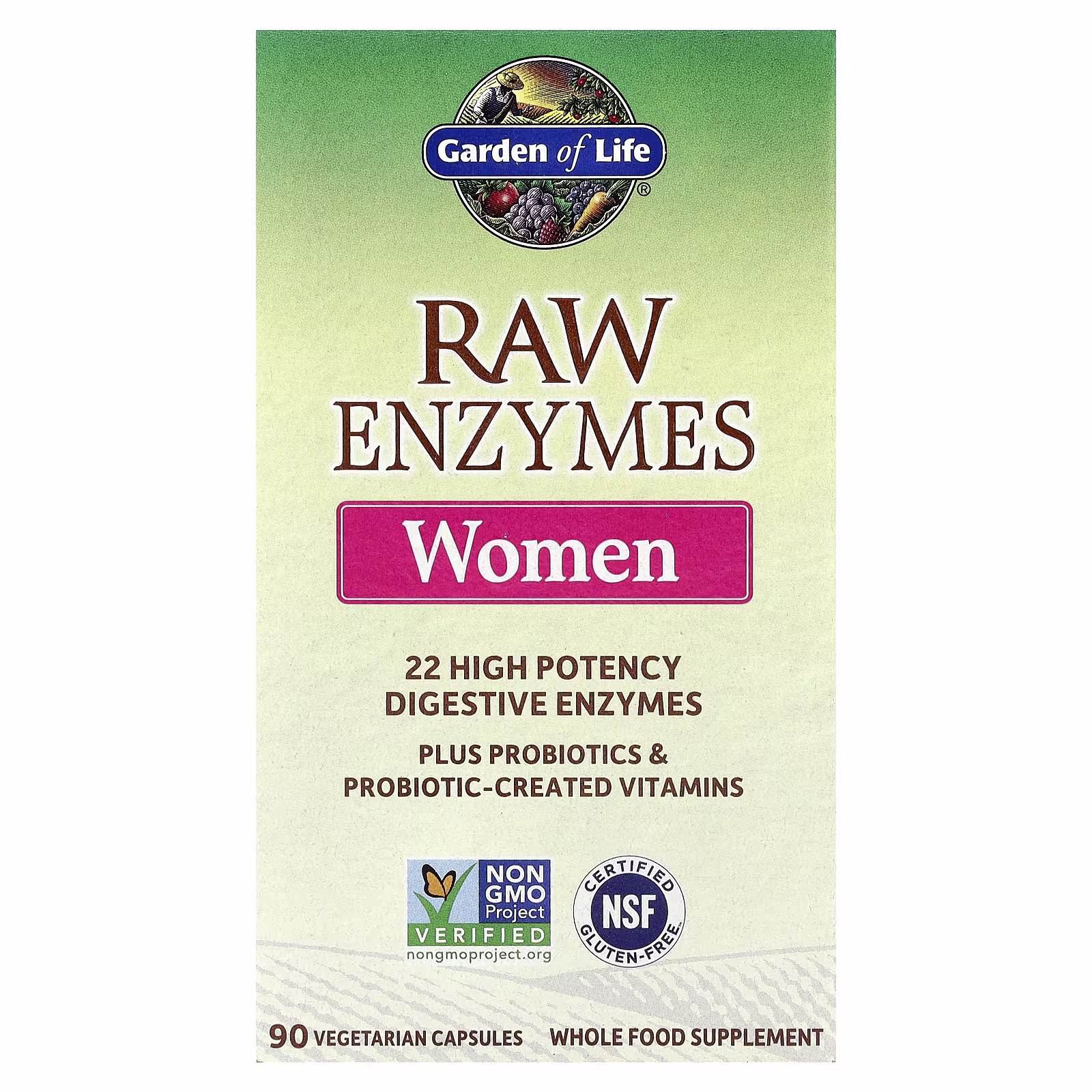 RAW Enzymes, 90 cápsulas vegetales, Garden of Life
