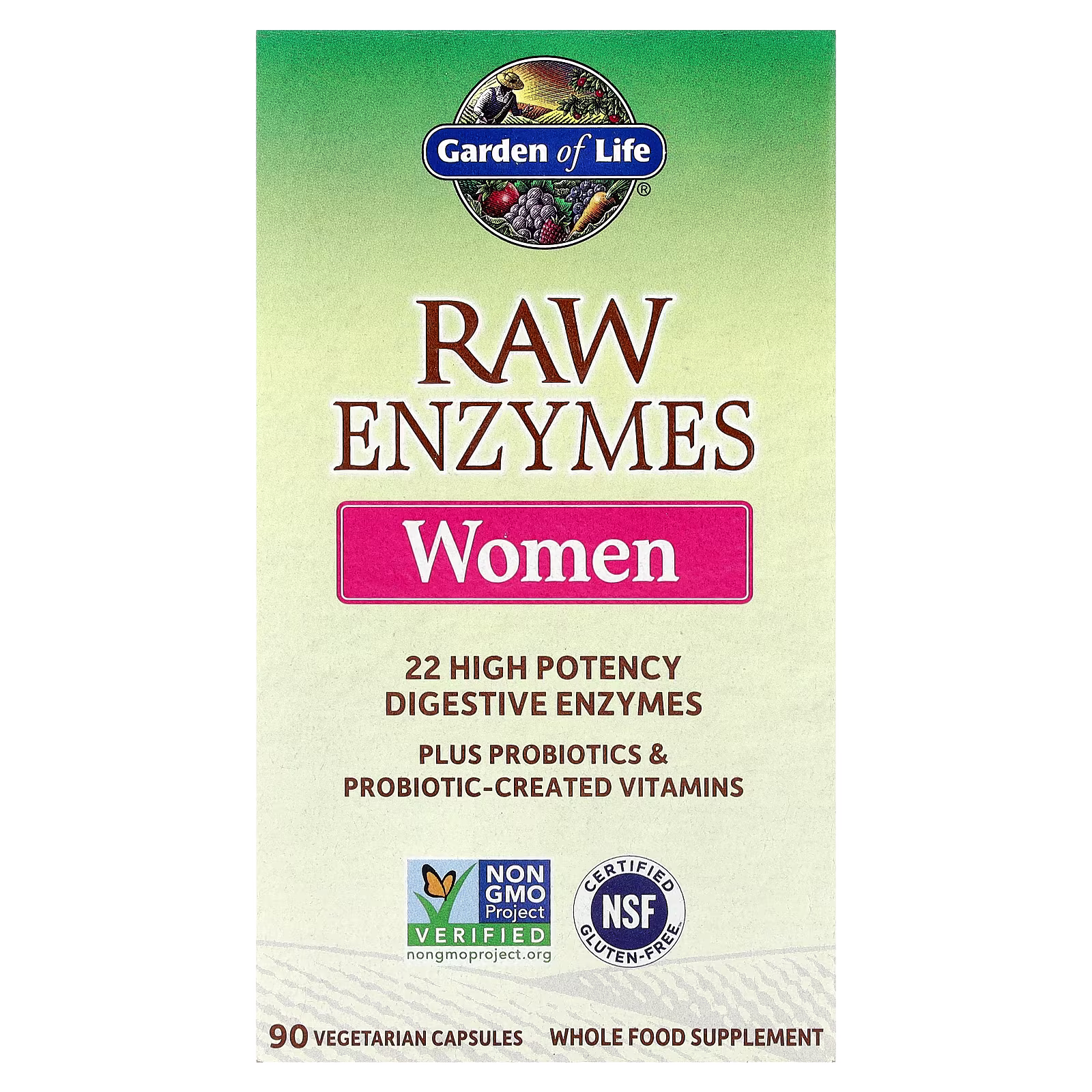 RAW Enzymes, 90 cápsulas vegetales, Garden of Life