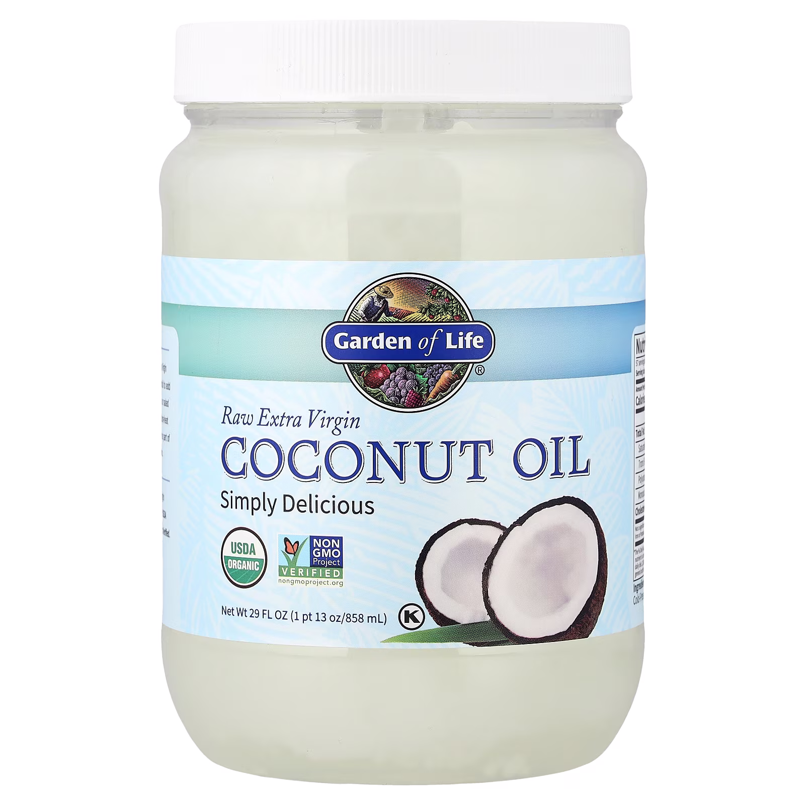 Raw Extra Virgin Coconut Oil, 858 ml (29 oz. Líq.), Garden of Life