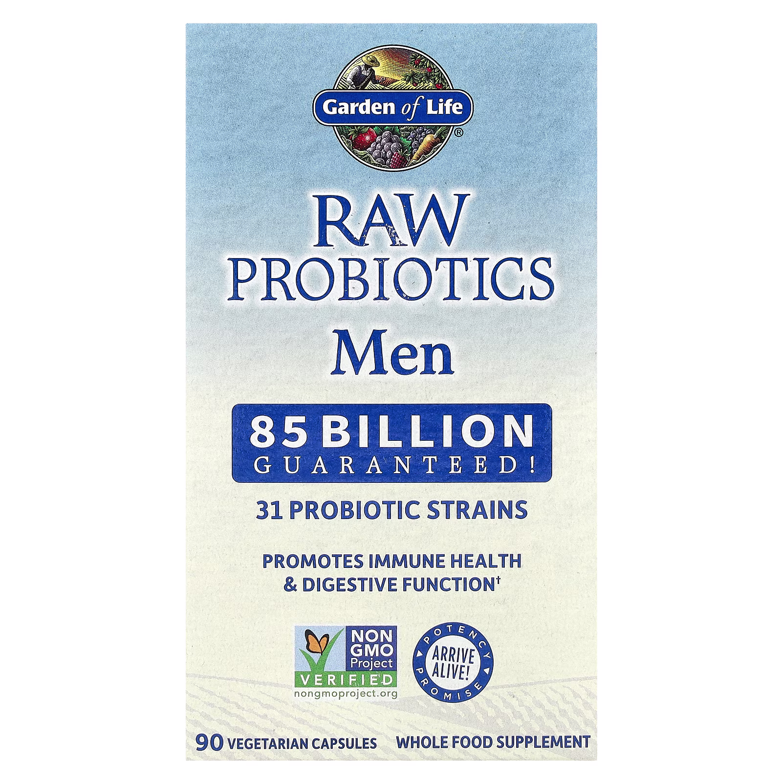 RAW Probiotics, Para hombres, 90 cápsulas vegetales, Garden of Life