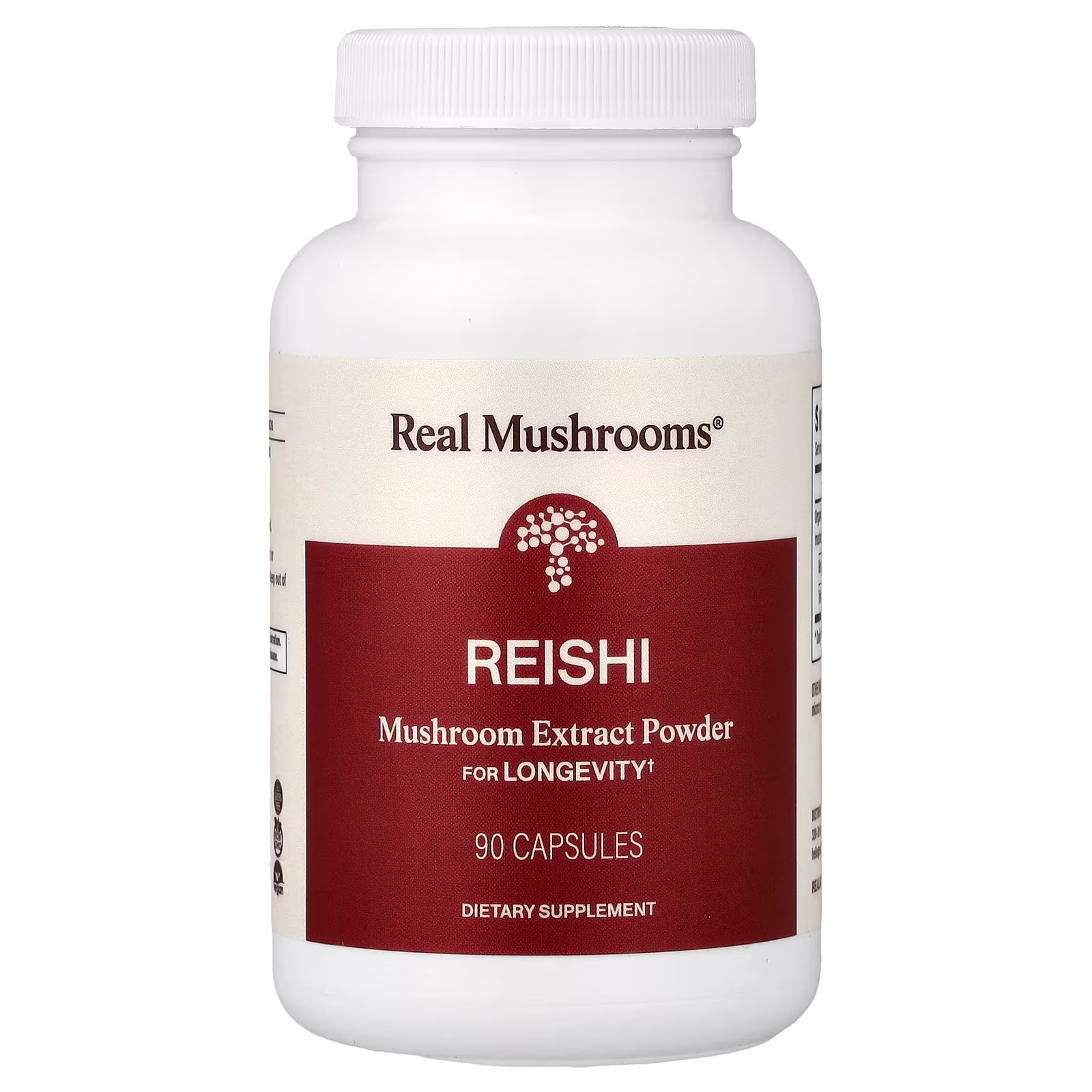 Reishi, Extracto de Hongos en Polvo, 90 Cápsulas (500 mg per Capsule), Real Mushrooms