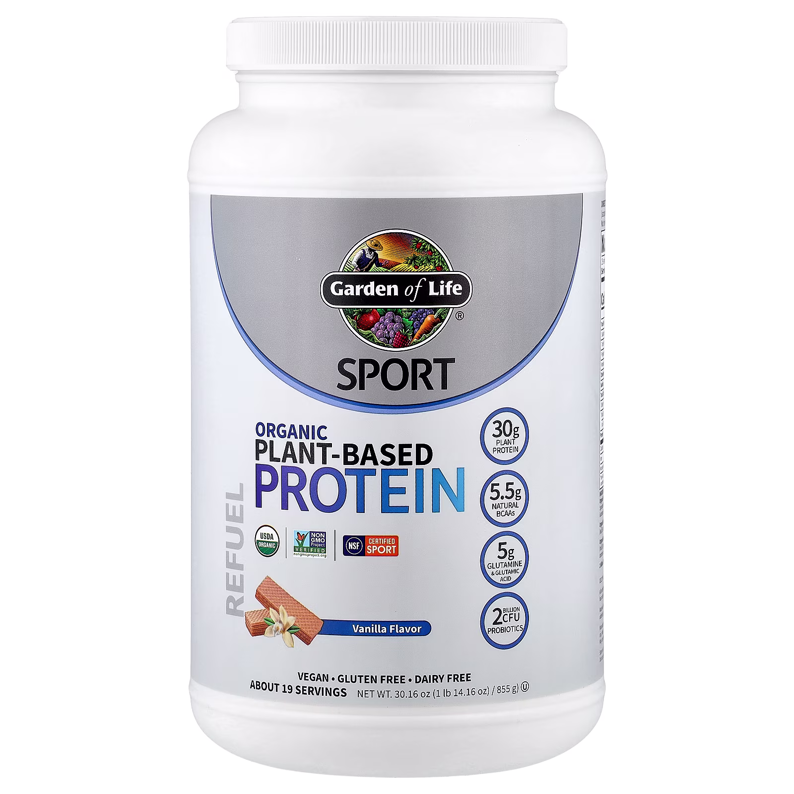 Sport, Proteína de origen vegetal orgánica, Vainilla, 855 g (1 lb 14,16 oz), Garden of Life