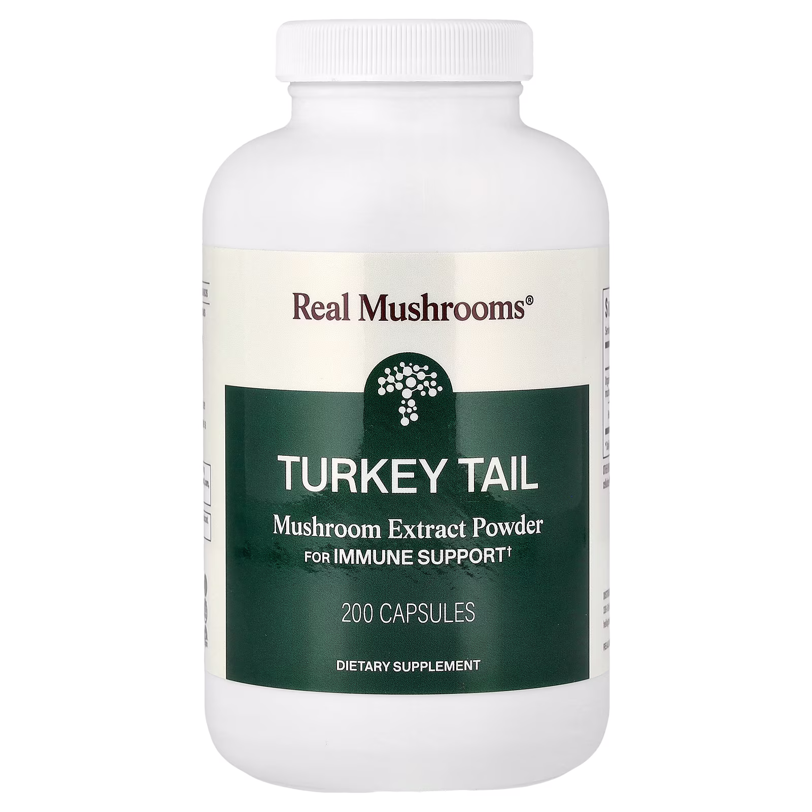 Cola de Pavo, Extracto de Hongos en Polvo, 200 Cápsulas, Real Mushrooms