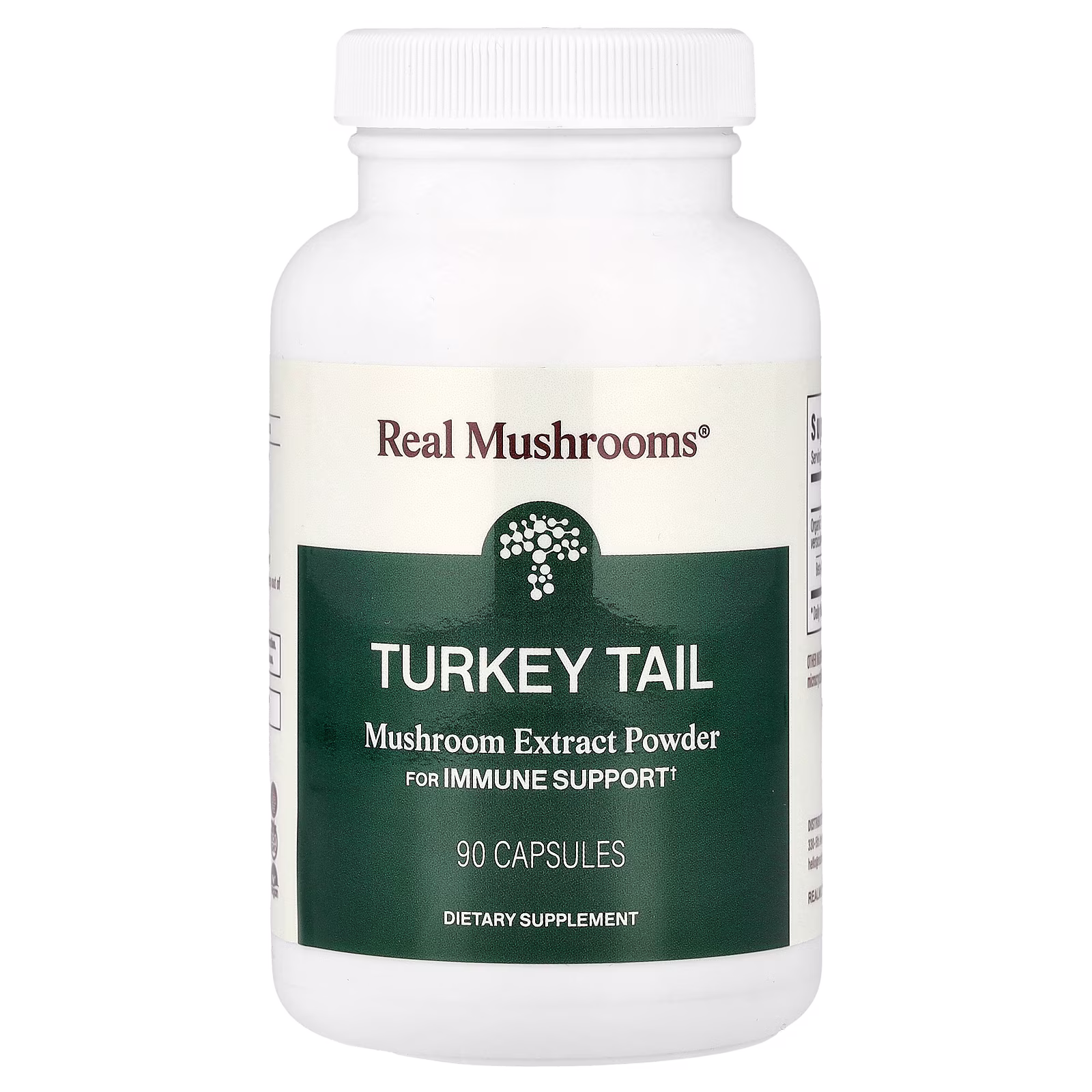 Cola de Pavo, Extracto de Hongos en Polvo, 90 Cápsulas, Real Mushrooms