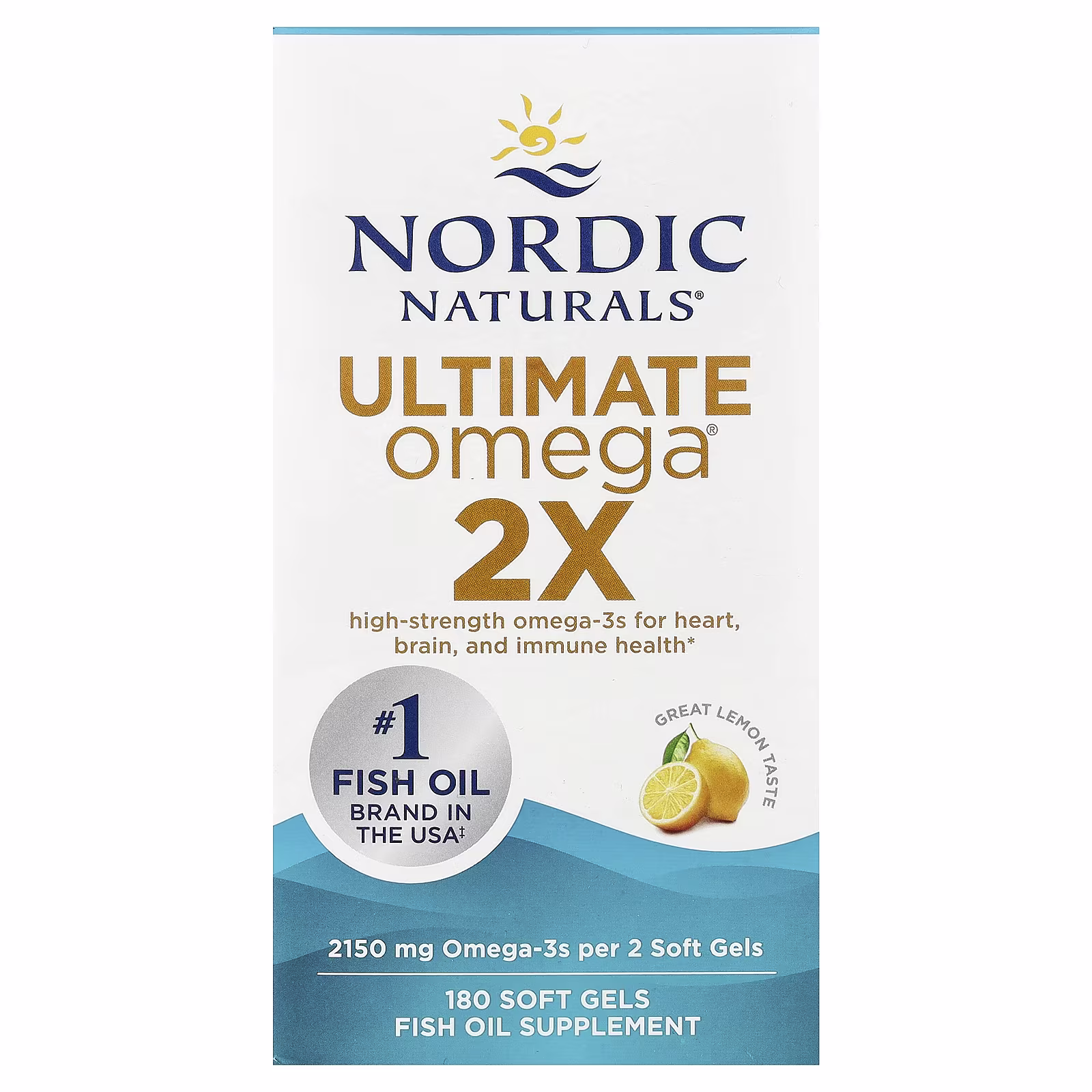 Ultimate Omega® 2X, Sabor a Limón, 180 Cápsulas Blandas (1,075 mg por Cápsulas Blandas), Nordic Naturals