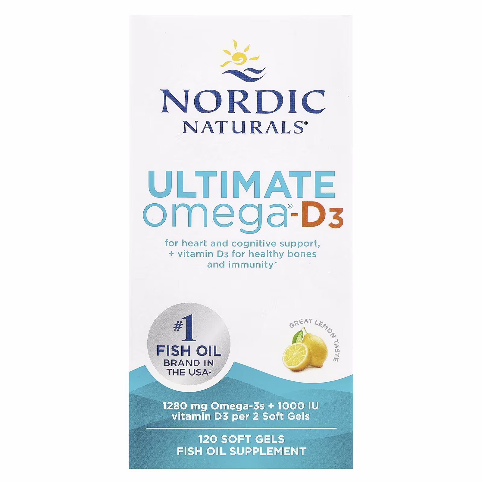 Ultimate Omega®-D3, Sabor a Limón, 120 Cápsulas Blandas, Nordic Naturals