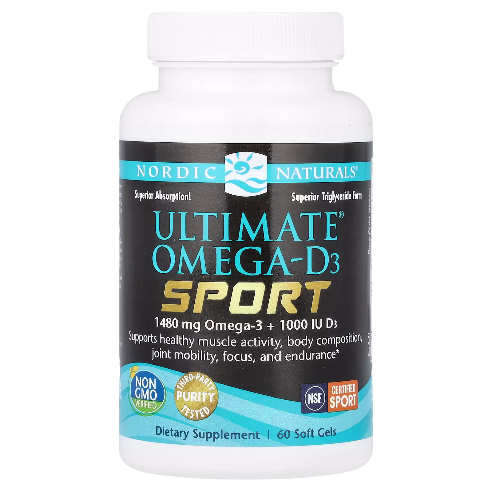Ultimate Omega®-D3, Sport, 60 Cápsulas Blandas, Nordic Naturals