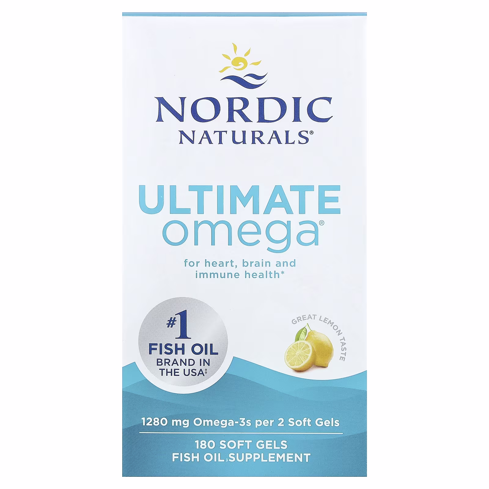 Ultimate Omega®, Sabor a Limón, 180 Cápsulas Blandas (640 mg por Cápsulas Blandas), Nordic Naturals