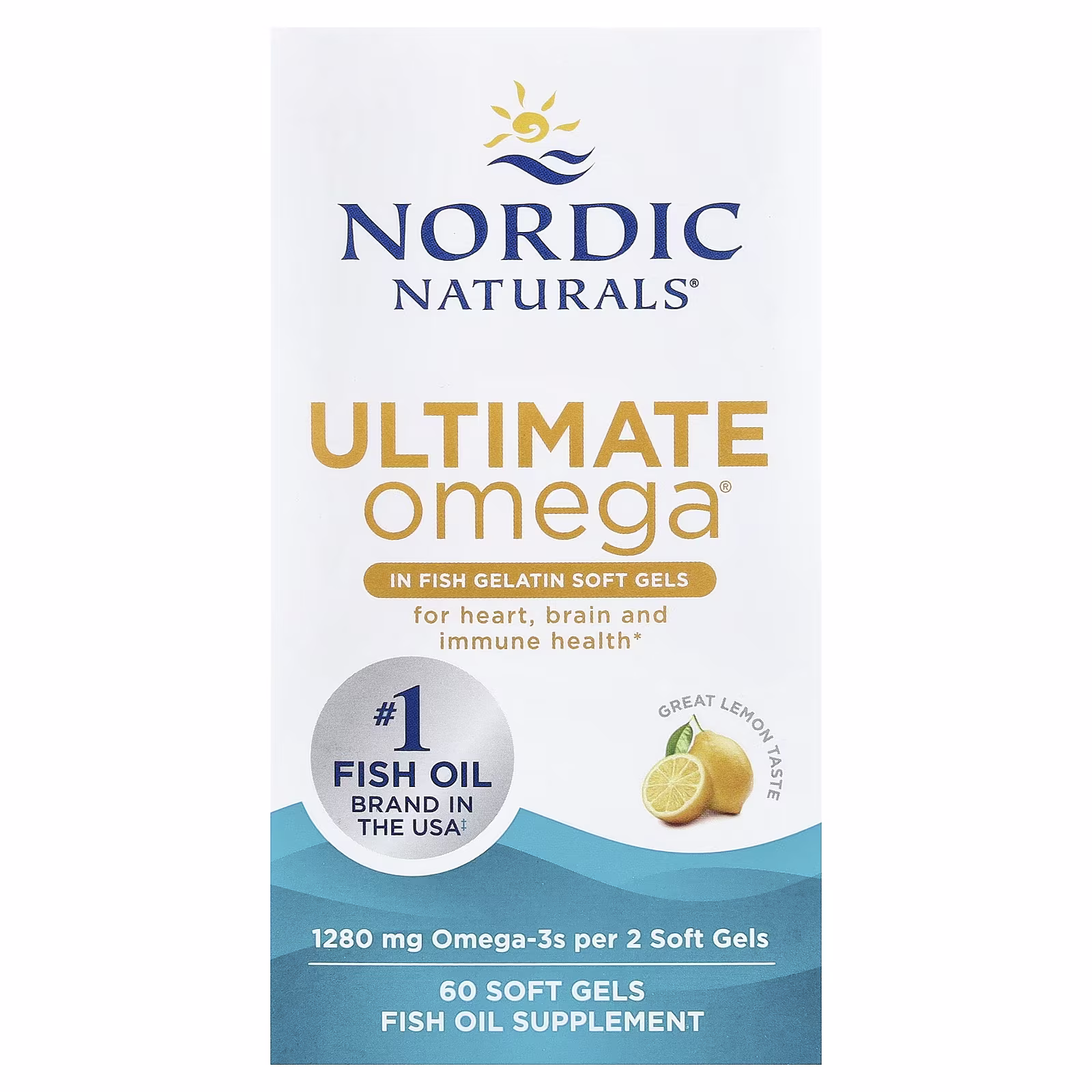 Ultimate Omega®, Sabor a Limón, 60 Cápsulas Blandas (640 mg por Cápsulas Blandas), Nordic Naturals