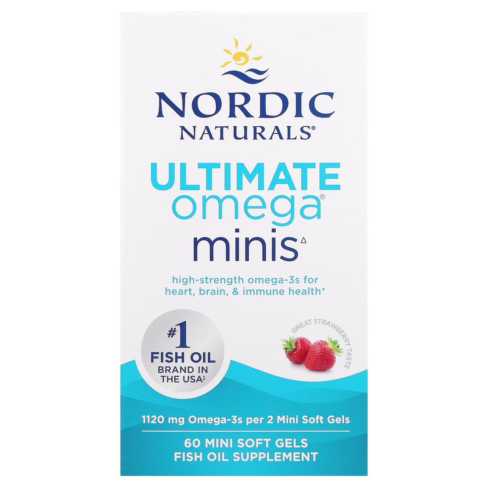 Ultimate Omega® Minis, Sabor a Fresa, 60 Mini Cápsulas Blandas (560 mg por Cápsulas Blandas), Nordic Naturals