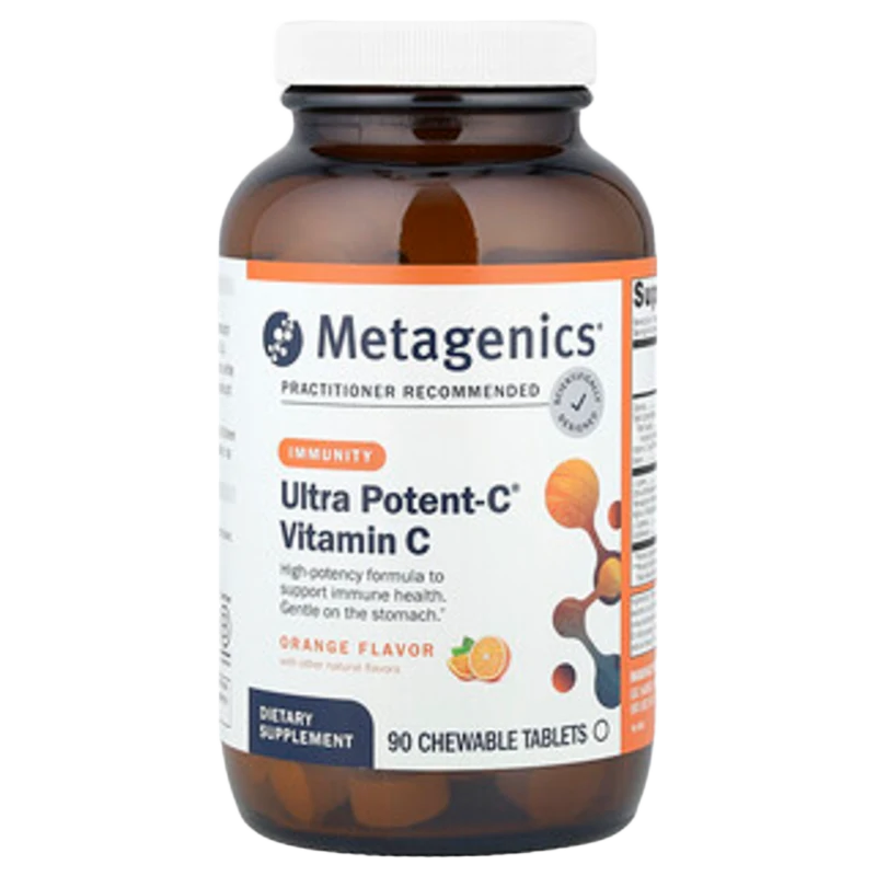 Ultra Potent-C® Vitamin C, Sabor a Naranja, 90 Masticable Tabletas, Metagenics