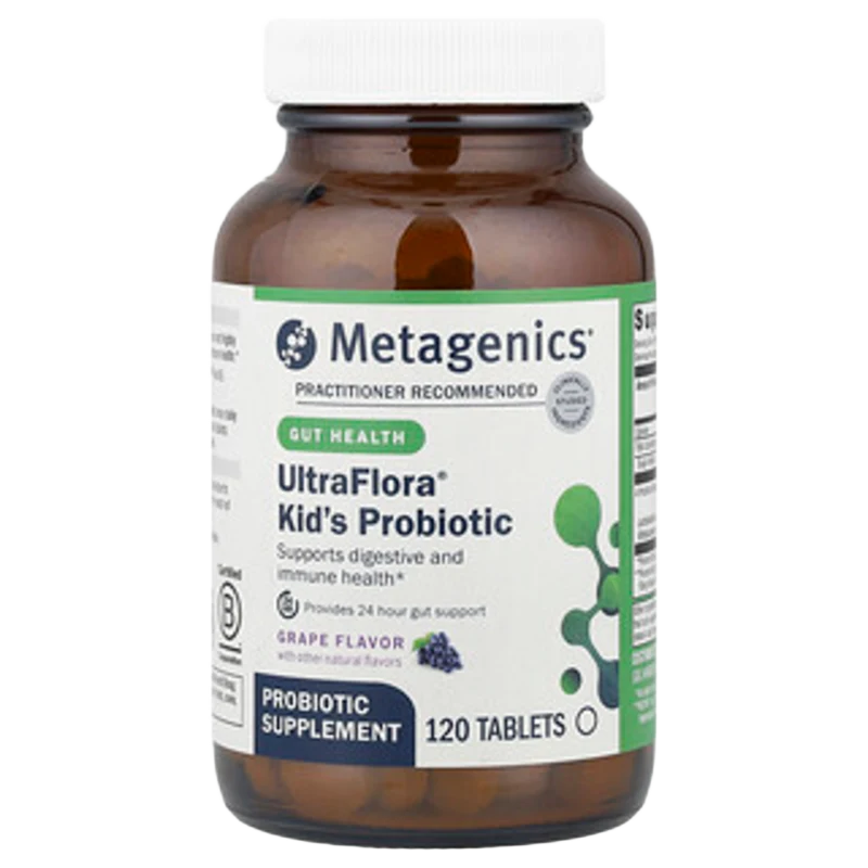 UltraFlora® Kid's Probiotic, Sabor a Uva, 120 Tabletas, Metagenics