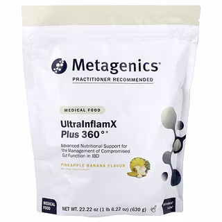 UltraInflamX Plus 360°, Alimento Médico, Sabor a Piña-Banano, 22.22 oz (630 g), Metagenics